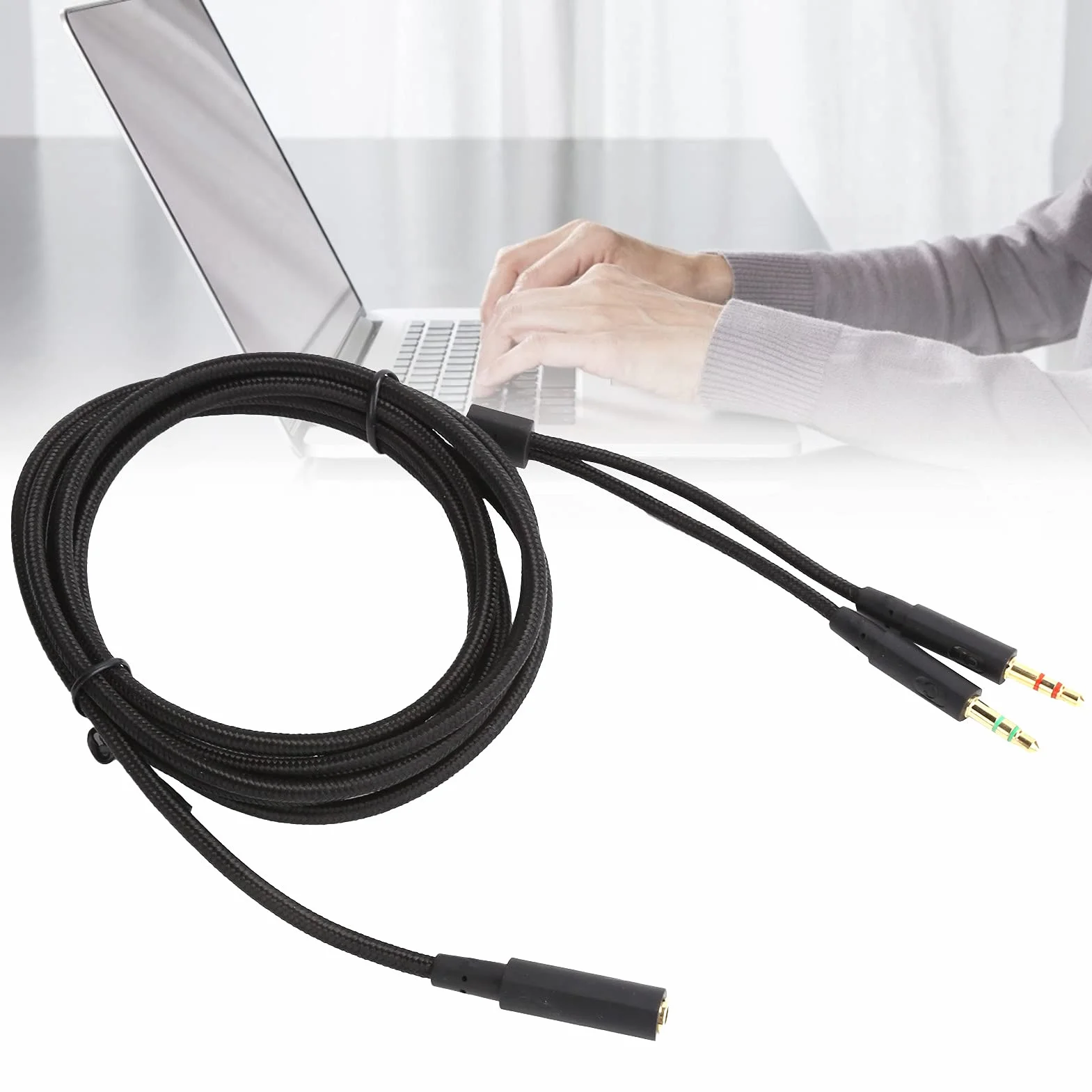 Przedłużacz Audio, Adapter 2w 1 Kabel Audio do Słuchawek 2M Kabel Audio Pasuje do Cloud Stinger/Cloud Mix/Cloud Alpha