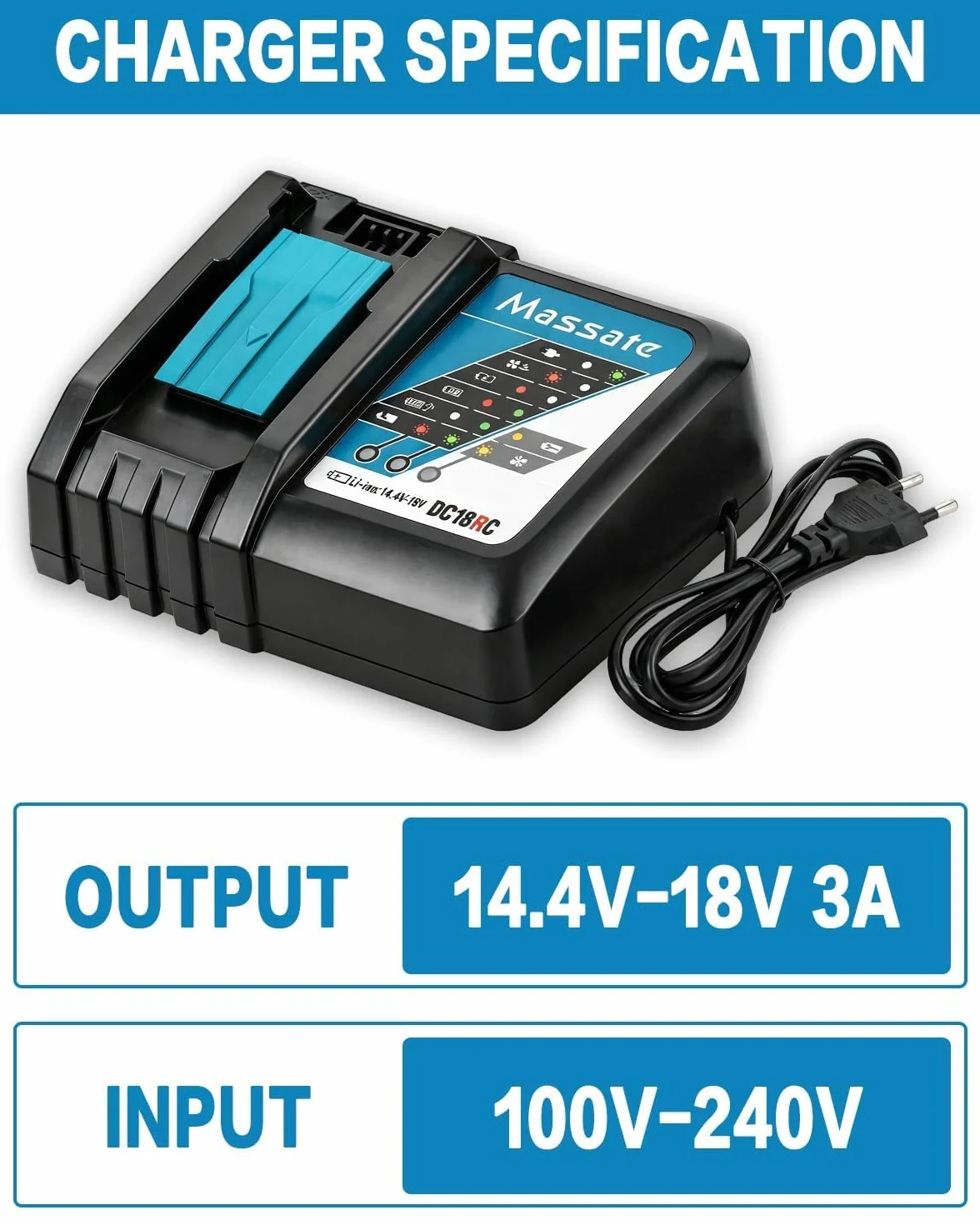 2 sztuki 18 V 5,0 Ah akumulator zamienny z ładowarką DC18RC, kompatybilny z akumulatorami Makita 14,4V-18V BL1815, BL1820B, BL1830, BL1830B, BL1840, BL1840B, BL1850, BL1850B, BL1860, BL1860B