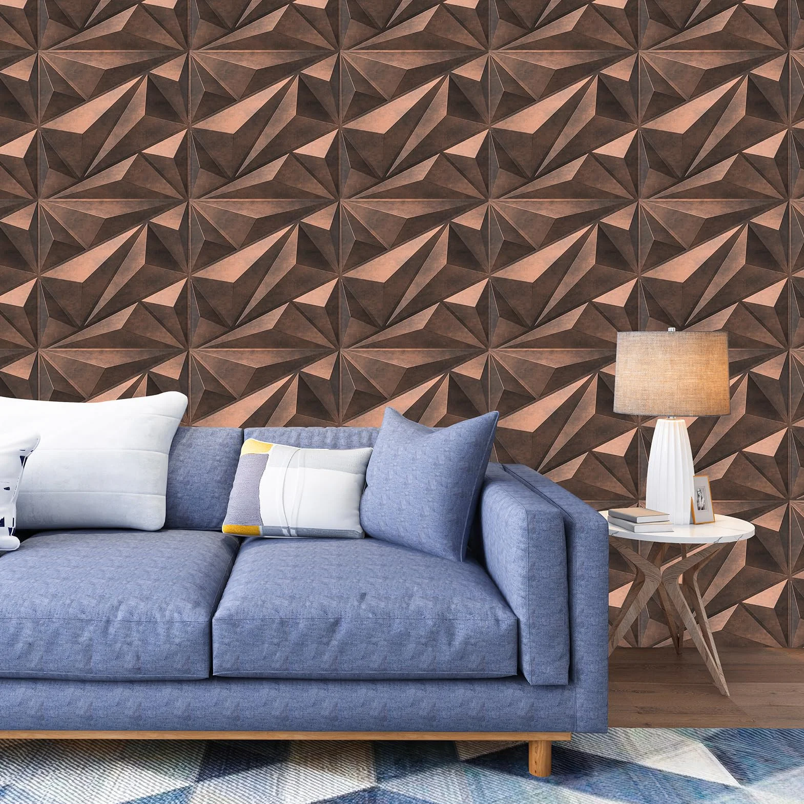 Art3dwallpanels Panel ścienny 3D PCW diamentowy 12 płytek antyczna miedź