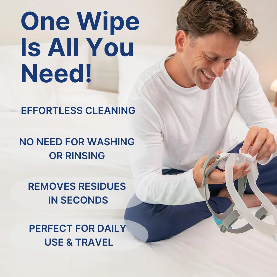 CPAP Maskenwischtücher 12 Reisepackungen von Snugell | 12 wiederverschließbare Beutel mit je 10 Blatt | geruchlos 100% weiche Baumwolle | hautfreundlich mit Aloe Vera | schnell & einfach zu öffnende Beutel | saubere CPAP-Maske und Geräte |