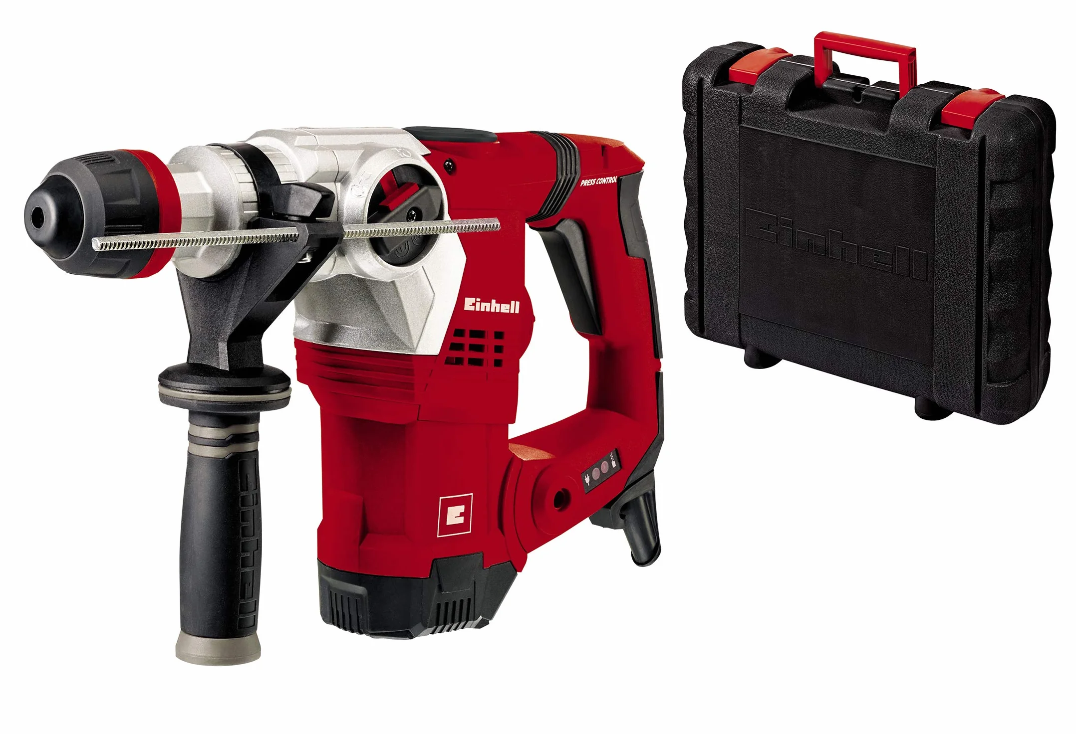 Einhell Młotowiertarka TE-RH 32 E (1250 W, 5 J, średnica wiercenia Ø 32 mm, uchwyt SDS-Plus, metalowy ogranicznik głębokości, tłumienie wibracji ze wskaźnikiem nacisku, walizka)