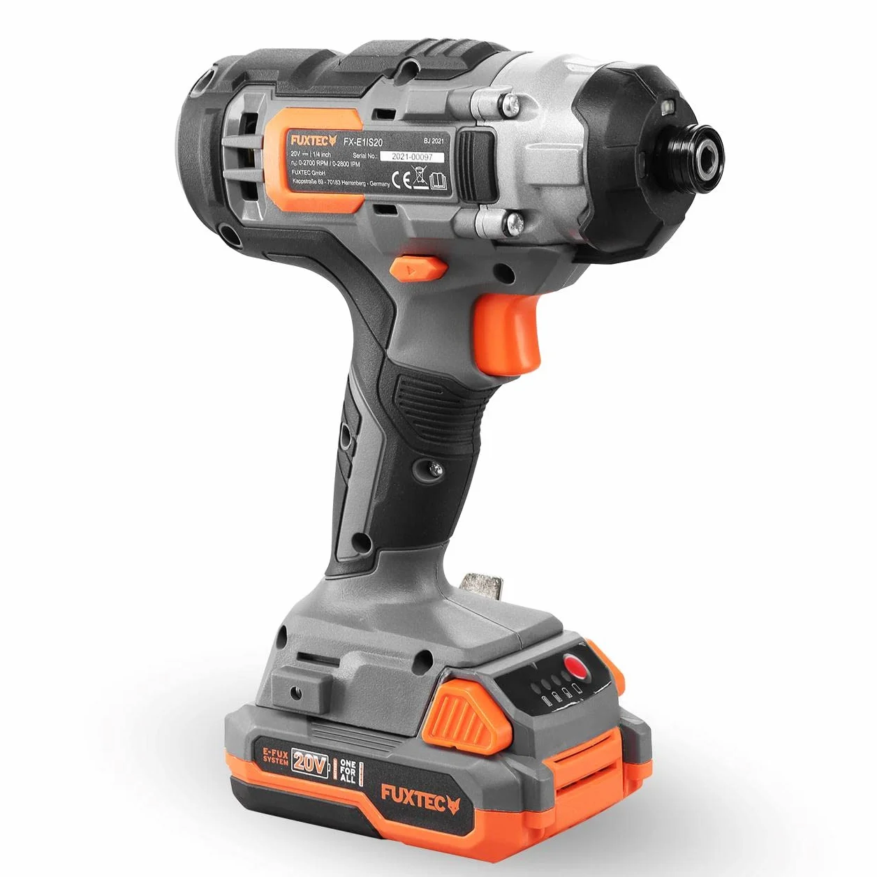 Fuxtec Akumulatorowa wiertarko-wkrętarka udarowa 20 V zestaw FX-E1IS20 – wkrętarka akumulatorowa z akumulatorem litowo-jonowym i ładowarką – moment obrotowy 70 Nm – liczba udarów 2400 bpm