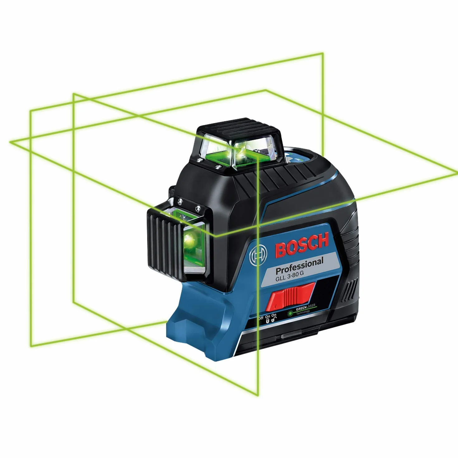 Bosch Professional Laser liniowy GLL 3-80 G (zielona wiązka, do pracy w pomieszczeniach, zasięg pracy: 30 m, 4baterie AA, walizka)