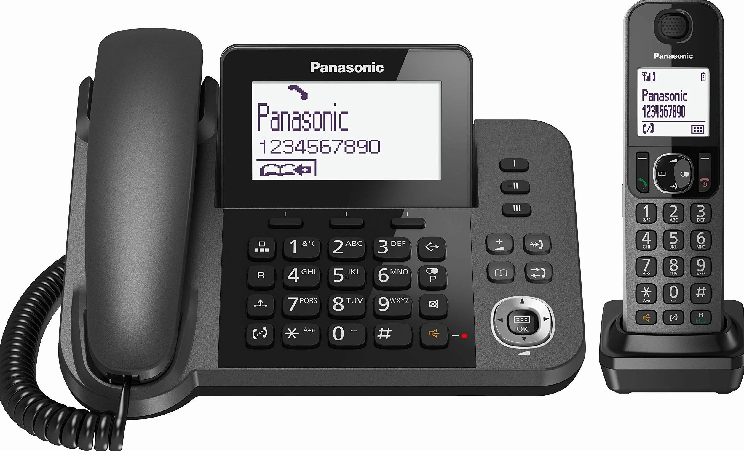 Panasonic Telefon Stacjonarny Czarny 16,3 x 22,2 x 10,3 cm