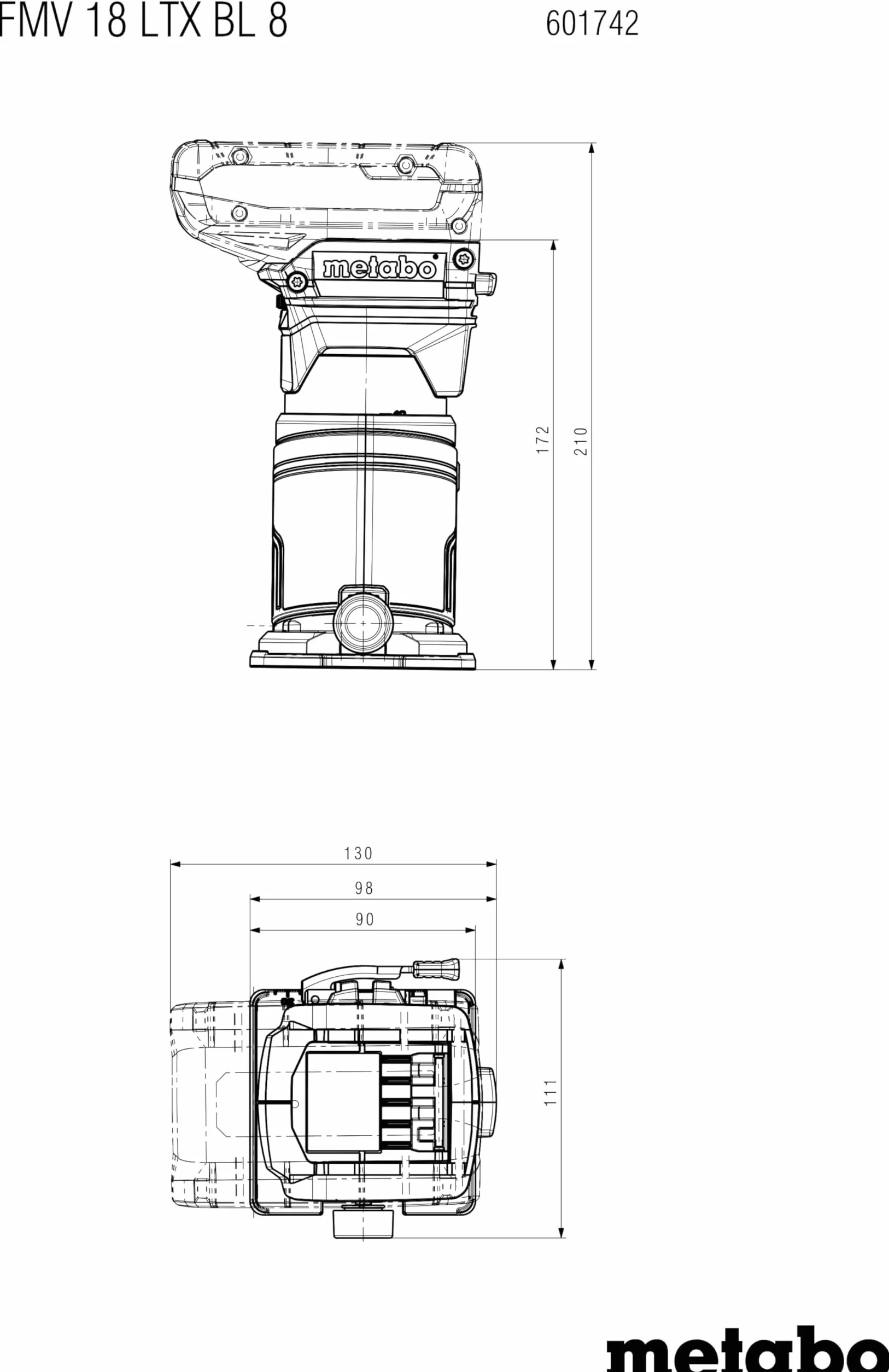 metabo Akumulatorowa frezarka krawędziowa FMV 18 LTX BL 8-18 V, silnik bezszczotkowy, 4800-29000 obr./min, tuleja zaciskowa 6/8 mm, metaBOX 145 l, precyzyjna regulacja głębokości, ergonomiczna – do