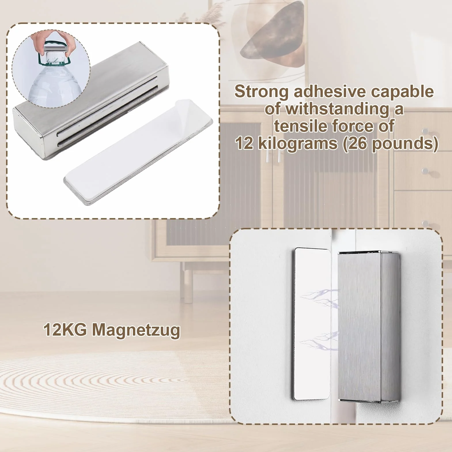 2 potężne magnetyczne magnesy do drzwi szafy, magnes na drzwi szafki, magnetyczny zatrzask, mocny samoprzylepny magnes do drzwi, magnesy zamykające bez wiercenia do szuflad i szafek