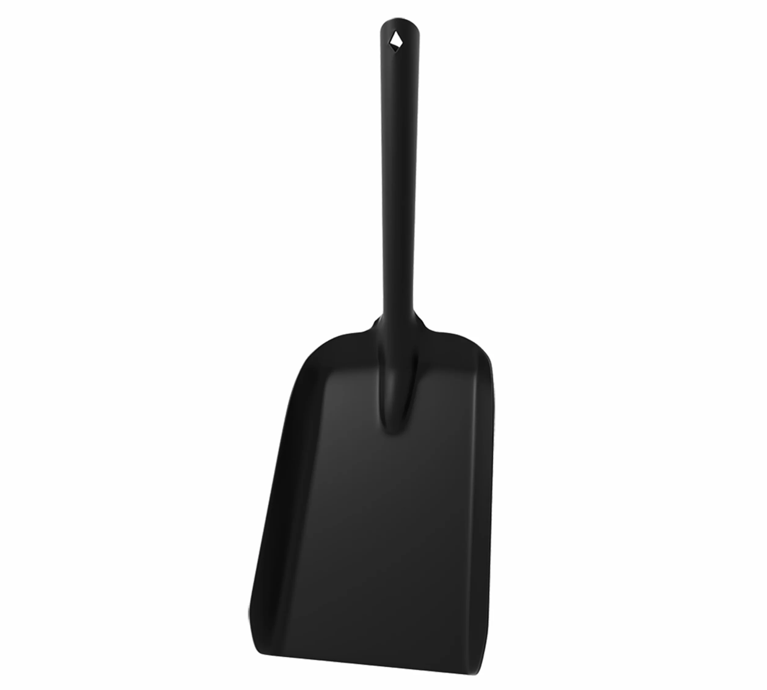 Łopata kominkowa, łopatka do popiołu do kominka, wytrzymała stalowa łopata węglowa z podniesionymi bokami, długość 33,5 cm, szerokość 11 cm, czarne wykończenie malowane proszkowo