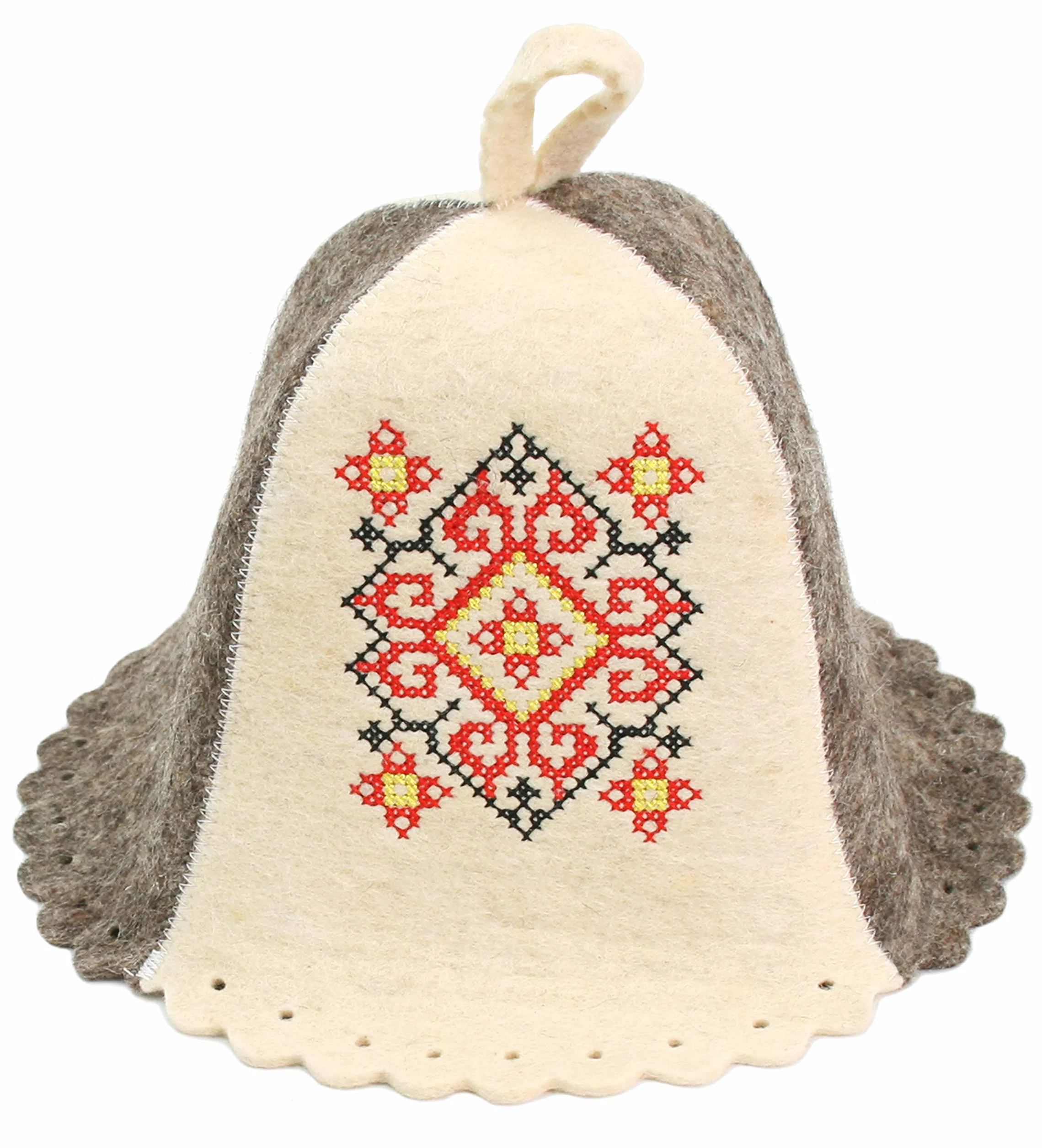 PetriStor Kapelusz do sauny ukraiński ornament kapelusz do łaźni/waporarium dla mężczyzny/kobiety naturalny filc