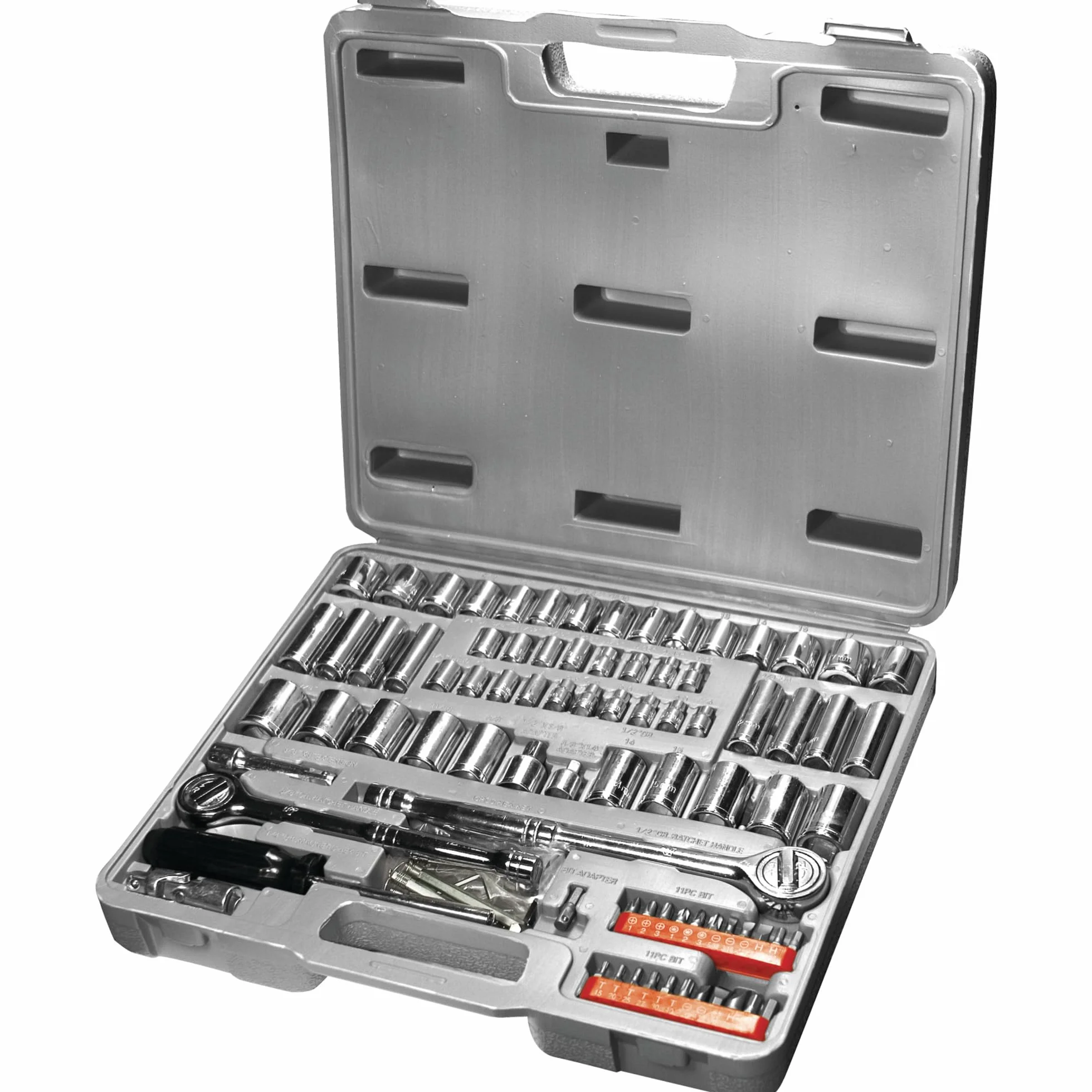 Performance Tool W1198 100 nasadek imperialnych i metrycznych (1/4", 3/8" i 1/2") oraz zestaw bitów