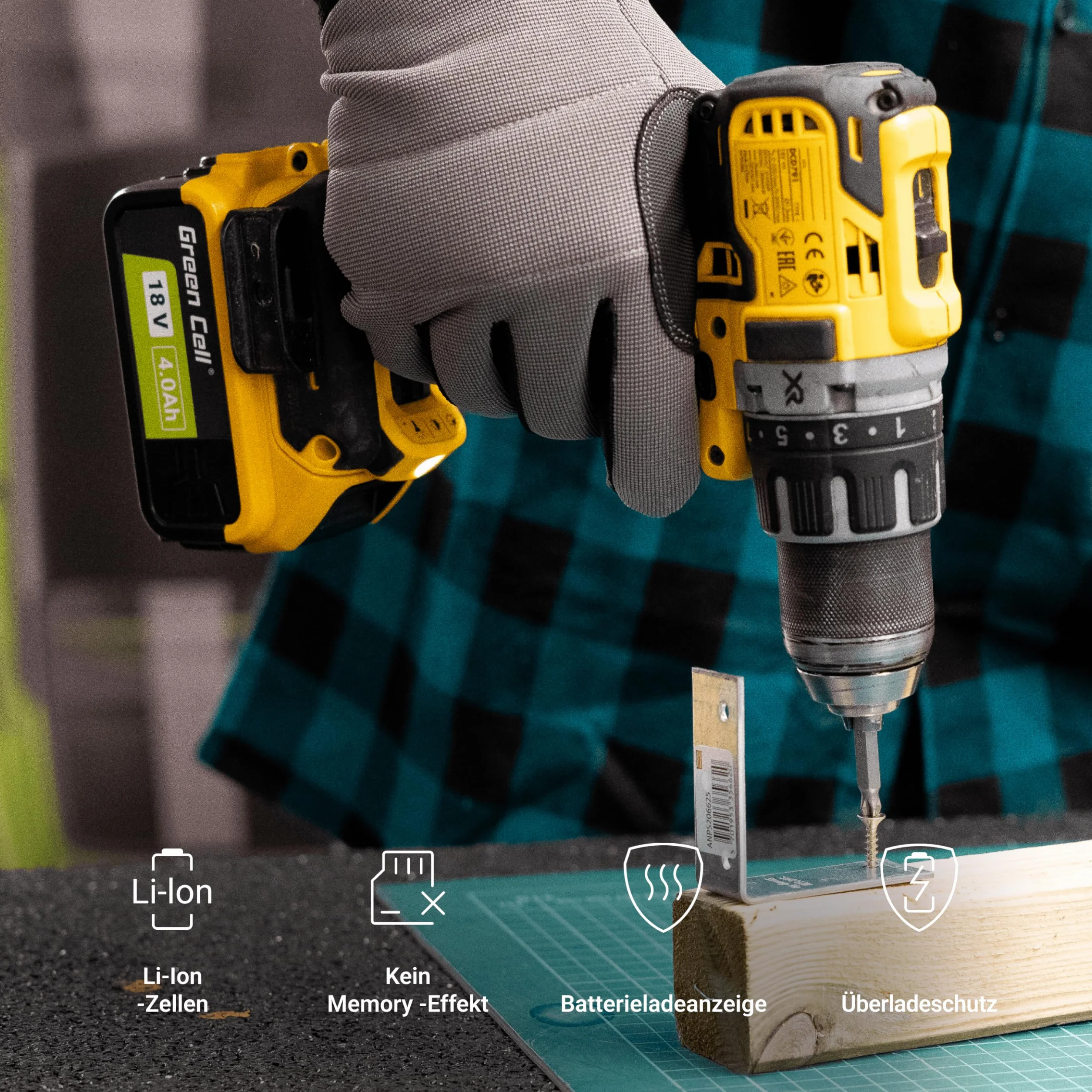 Green Cell (5 Ah 18 V Li-Ion) akumulator 5000 mAh zapasowy akumulator do DeWalt XR 18 V DCB184 DCB182 DCB200 DCB201 DCB180 DCB181 ze wskaźnikiem naładowania baterii, bez efektu pamięci