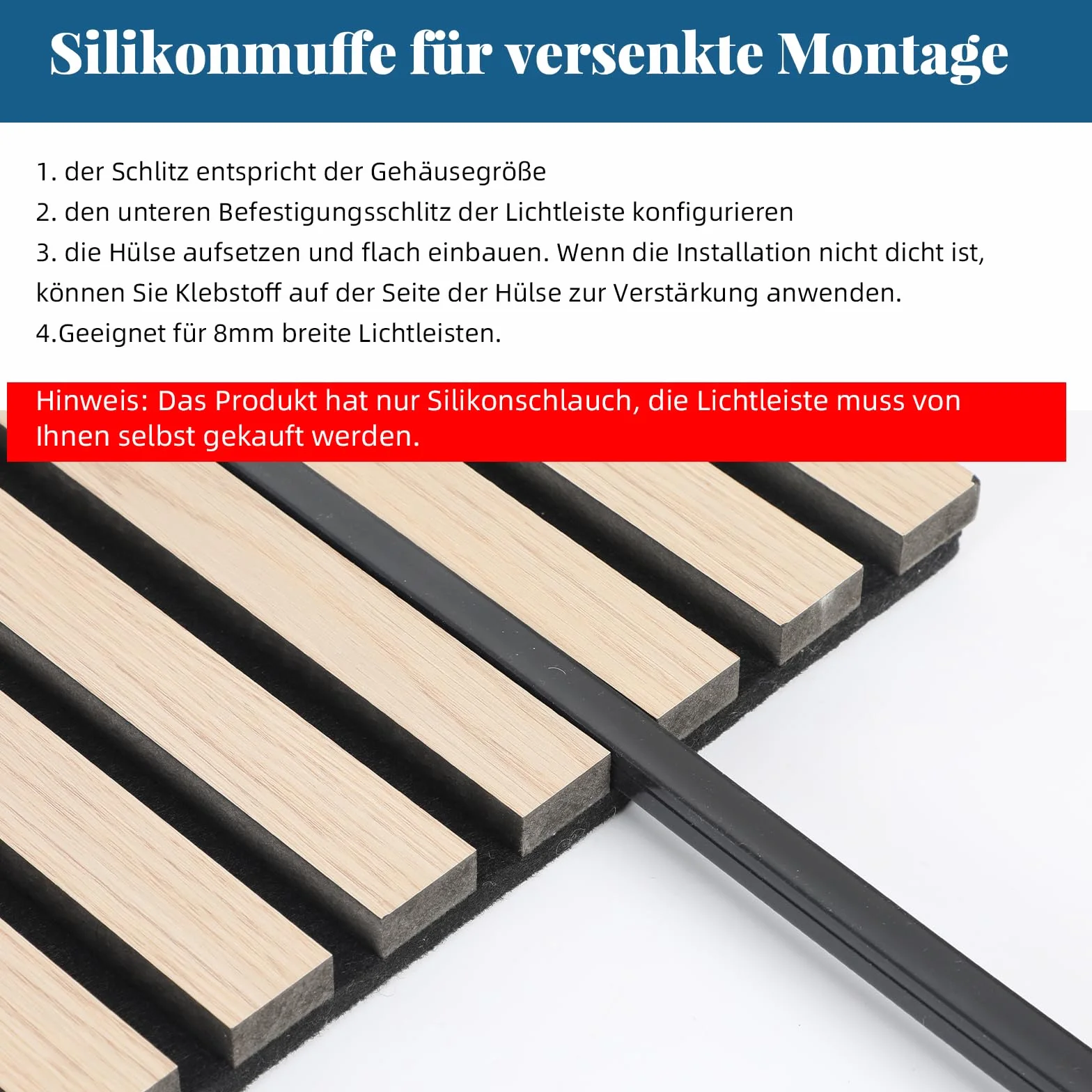 Elastyczny silikonowy profil LED, 5 m, 12 x 12 mm, szyna LED do taśm LED 8 mm paneli akustycznych, IP65, wodoszczelny dyfuzor kanałowy LED do sufitu, szafy, baru, oświetlenie paneli akustycznych