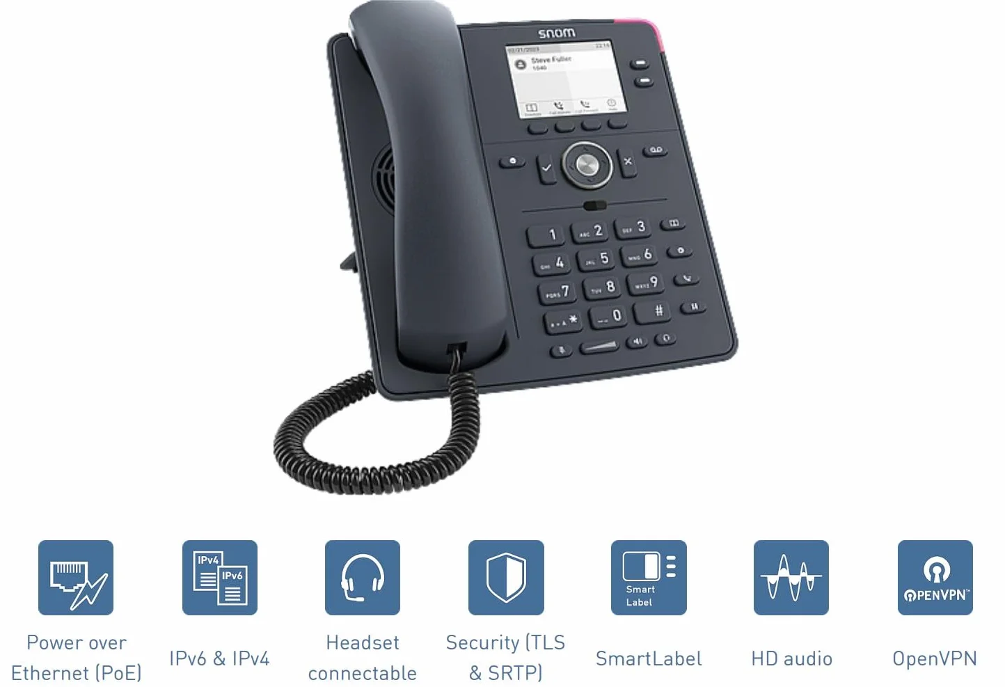 Snom D140 Łupek szary Telefon VoIP, wyświetlacz LCD 2.8, HD, 2 SIP, PoE Class 1, IPv4/IPv6, OpenVPN