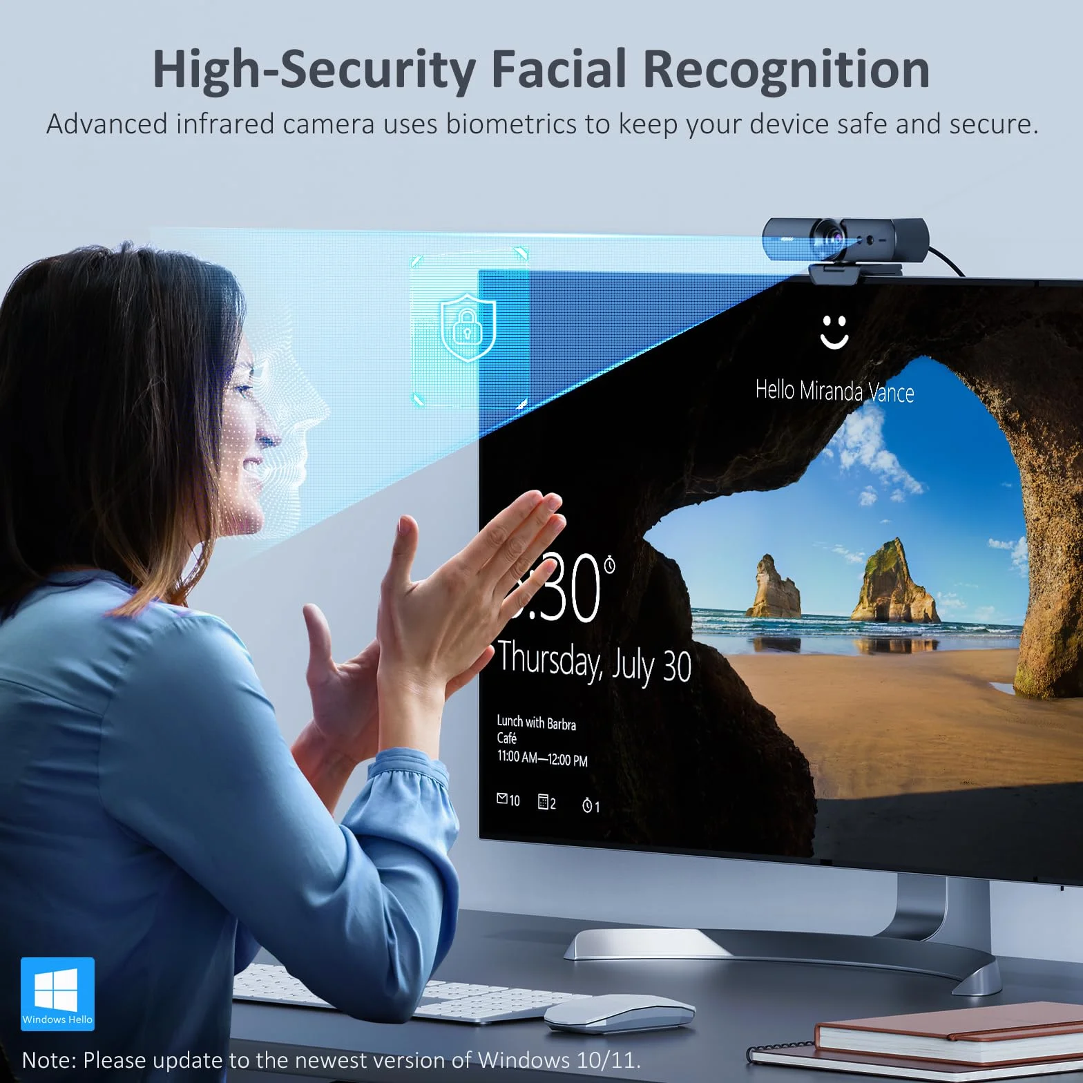 NexiGo HelloCam kamera internetowa 1080p Windows Hello mikrofon automatyczna migawka USB