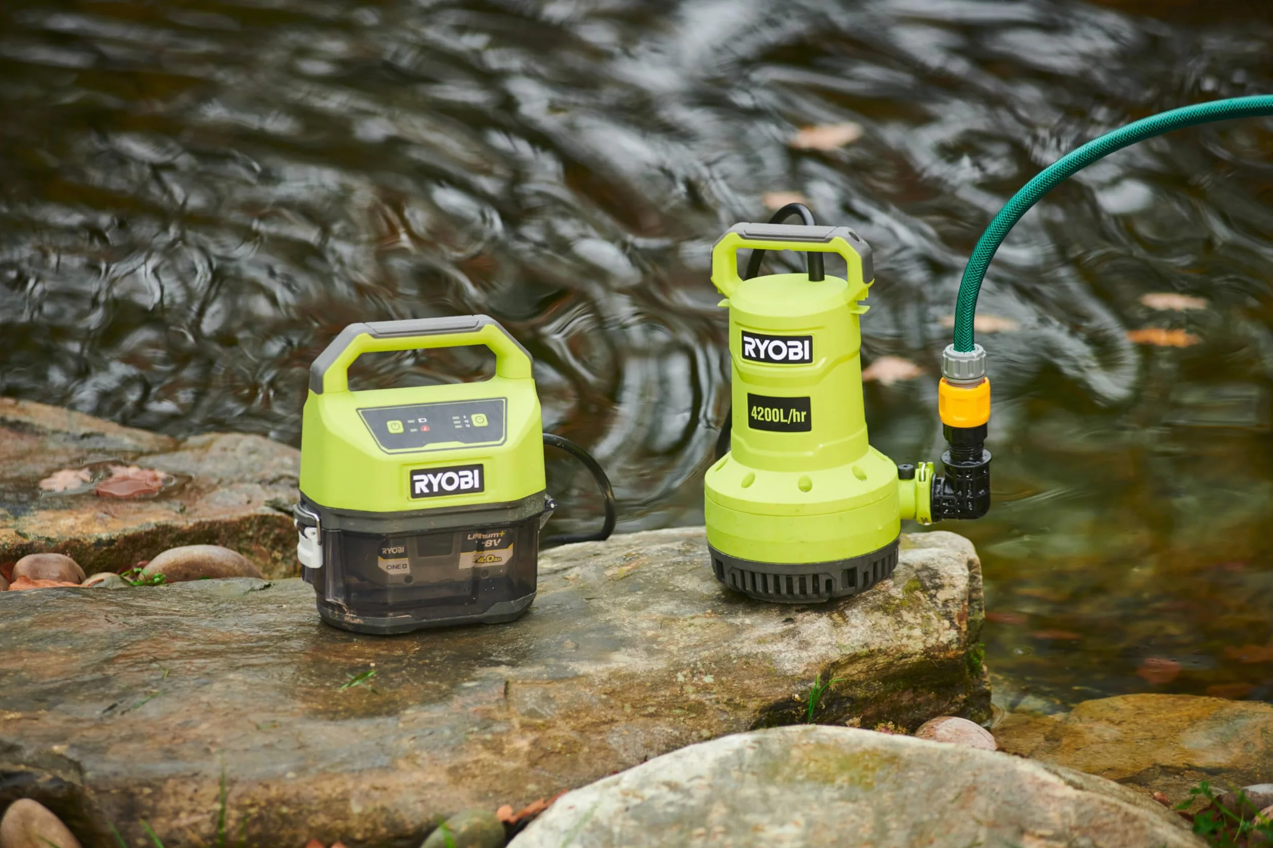 Ryobi RY18SPA-0 18V ONE+ akumulatorowa pompa zanurzeniowa (gołe narzędzie) zielona