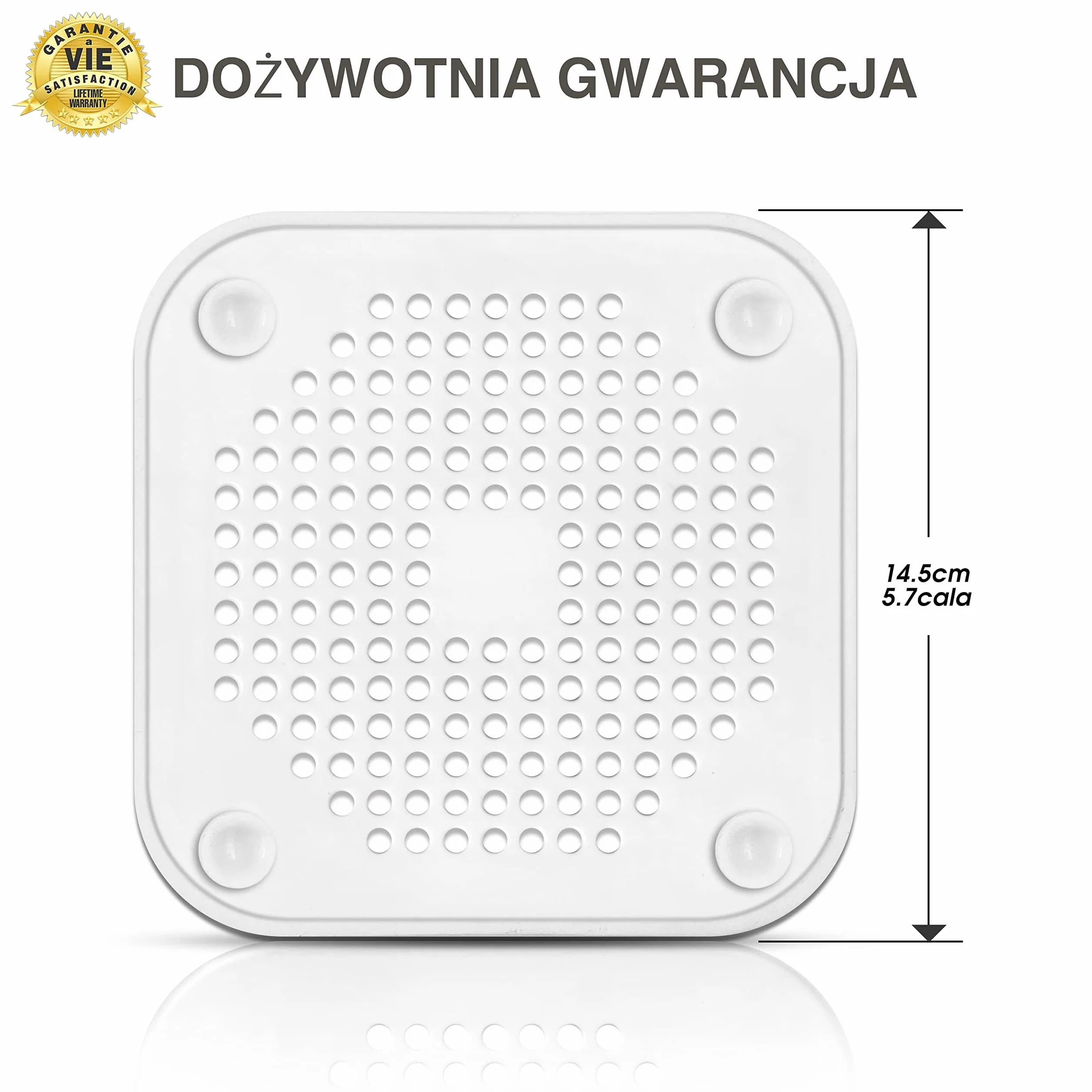 Silikonowe Sitko do Zlewu ✮DOŻYWOTNIA GWARANCJA✮ Silikonowy Korek z Sitkiem do Zlewozmywaka, Odpływu Kuchennego, Umywalki - Filtr do Zlewu na Resztki - Gumowe Przyssawki - 14 cm, Biały