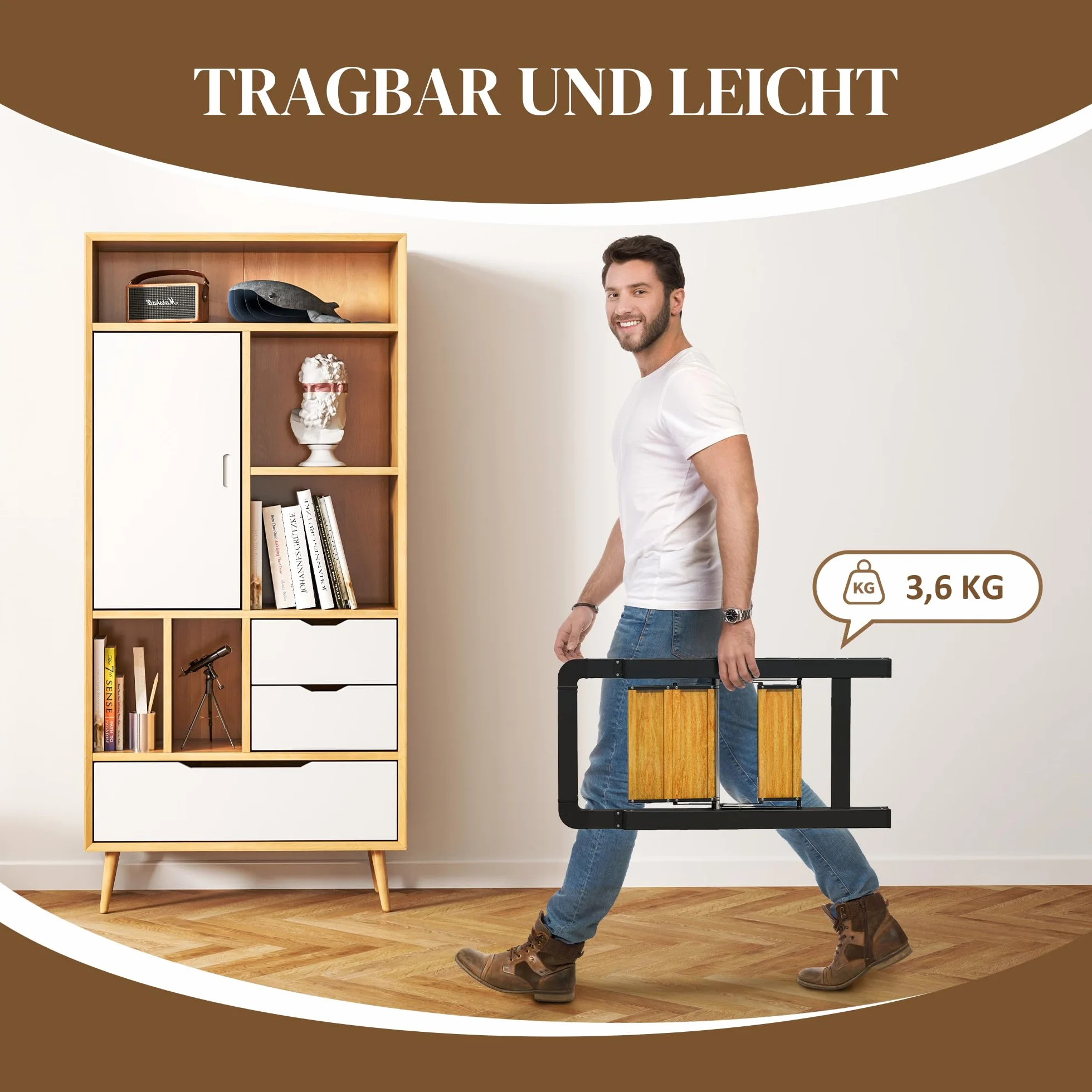 HOMCOM Drabina składana z 2 stopniami, drabina stojąca z uchwytem, antypoślizgowa platforma, obciążenie do 150 kg, aluminium, czarna, 44,5 x 48 x 86,3 cm