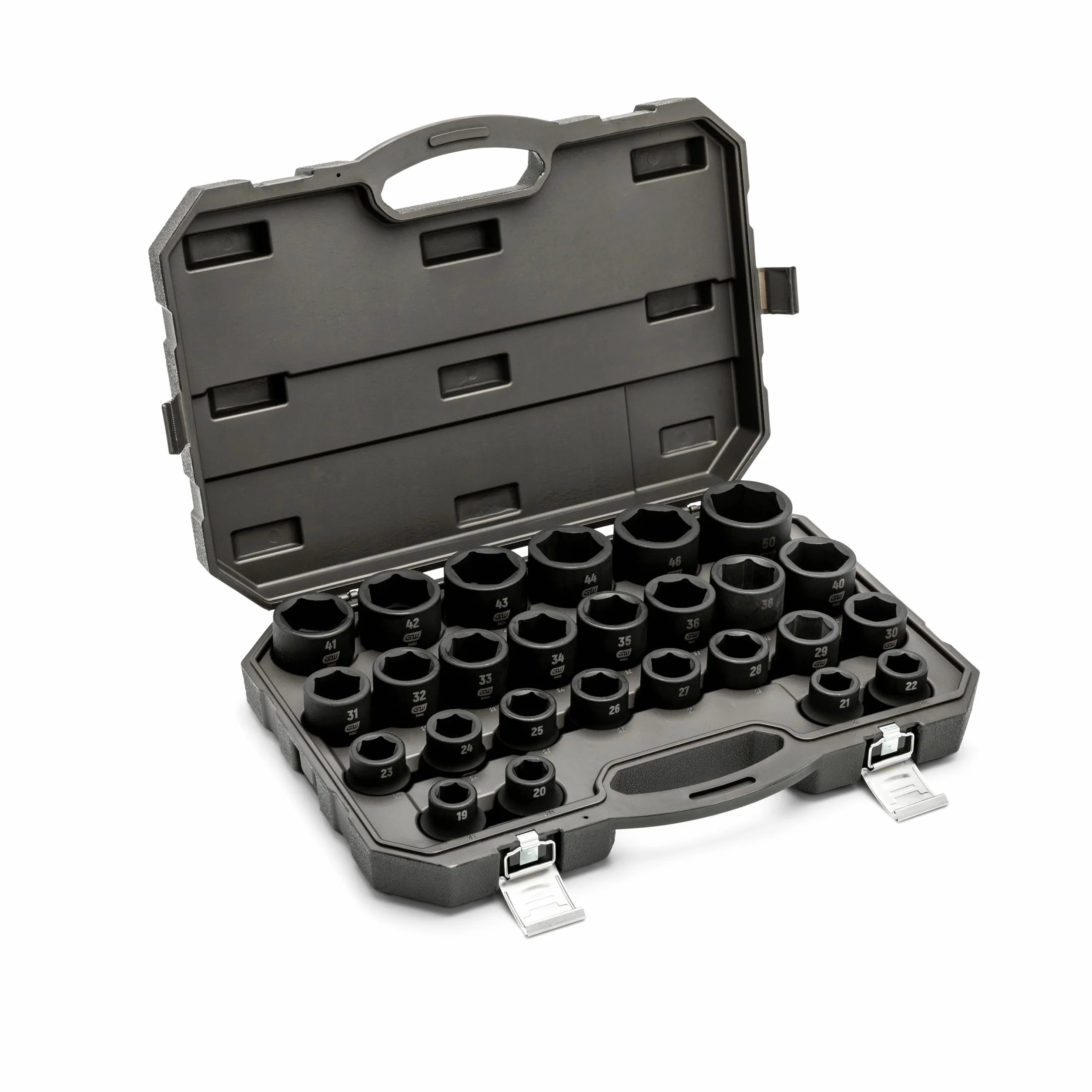 GEARWRENCH 26-częściowy zestaw nasadek udarowych 3/10.2 cm 6-punktowy metryczny | 19mm-50mm | 84031