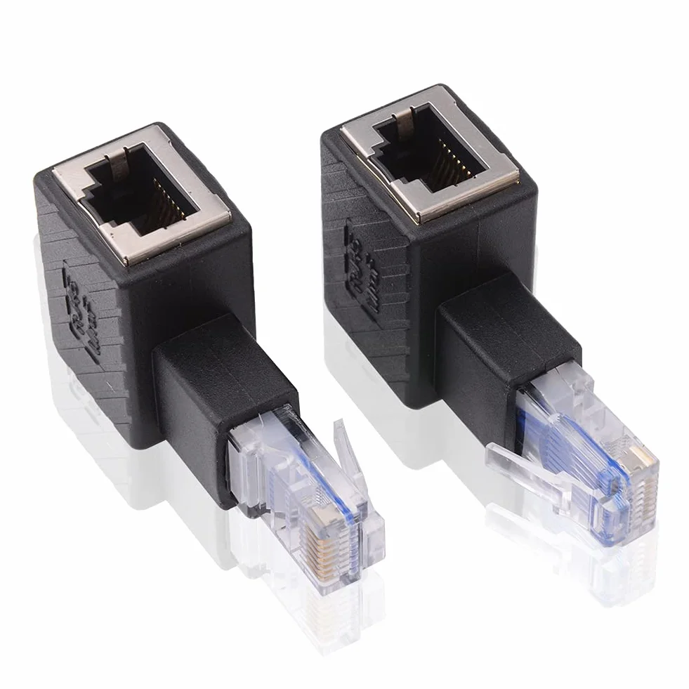 Adapter Ethernet 90 stopni RJ45 ekranowany Cat5 Cat6 prawy lewy kątowy