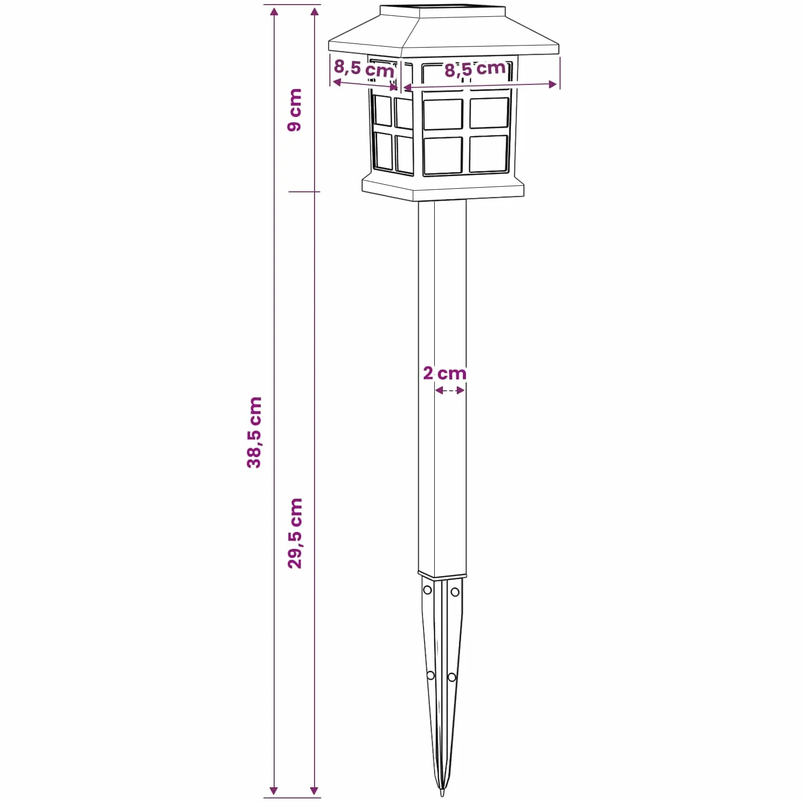 vidaXL Zewnętrzne lampy solarne ze szpikulcem podłogowym 24 szt. 38,5 cm PP, nowoczesne solarne światła z palikiem, odporne na warunki atmosferyczne do oświetlania ogrodu i trawnika