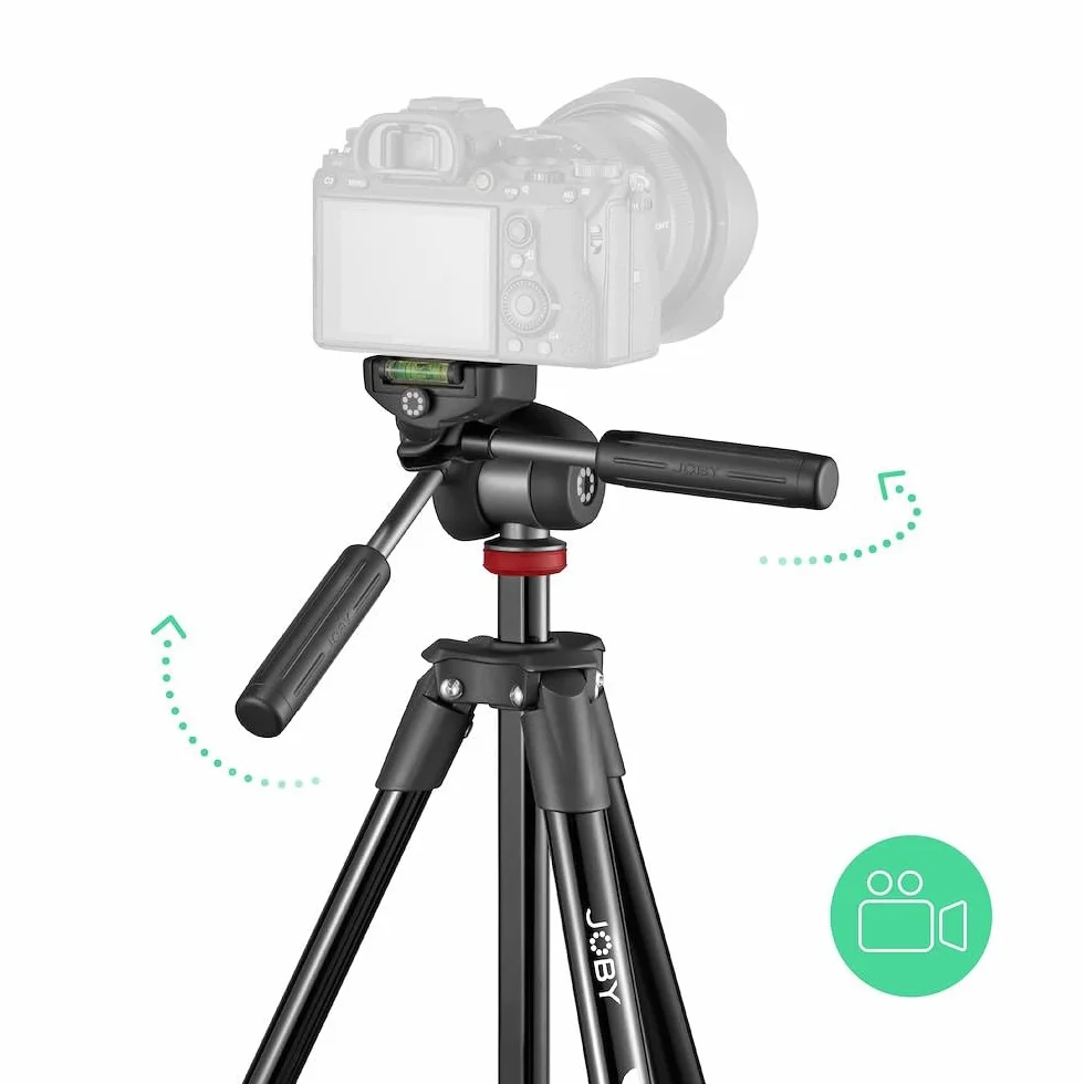 JOBY Compact Advanced Kit, statyw fotograficzny, kula 3D, mocowanie ¼-20", uchwyt na smartfon, torba, czarny, 3 kg