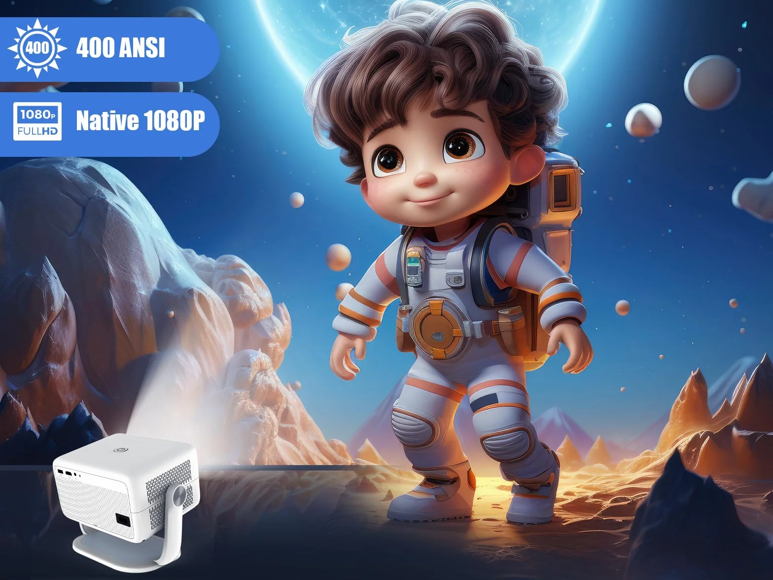 Android 13 4K Smart Beamer WLAN Bluetooth Auto-Focus Keystone Mini Portable Projector Voice Remote Control L018 NTV