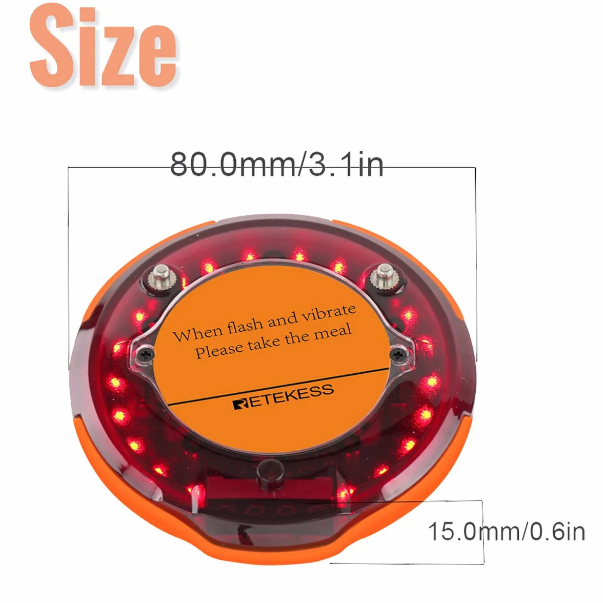 Retekess TD156 Odbiornik Pager Bezprzewodowy System Wywoławczy IP67 Wodoodporny 500 mAh 48H