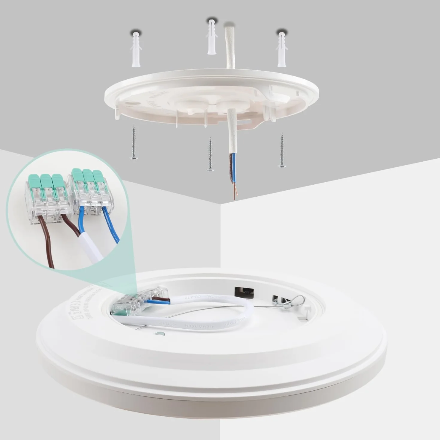 DA LIGHT Płaska lampa sufitowa LED 18 W 2000 lumenów, łazienkowa lampa sufitowa 22 cm IP54 wodoodporna, okrągły panel LED 3000/4000/6000K 3CCT regulowany, do kuchni, korytarza, salonu, sypialni