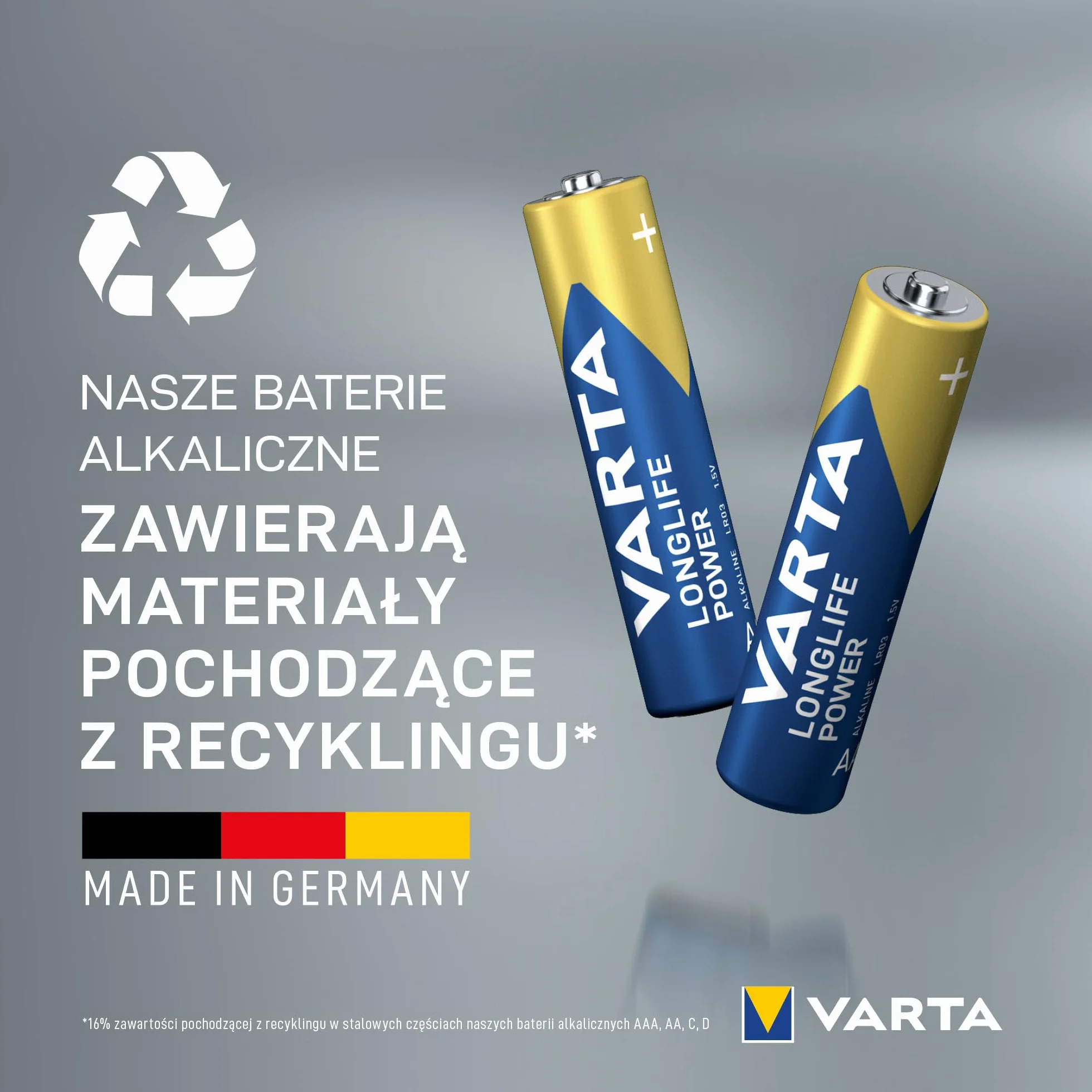 VARTA Longlife Power, bateria alkaliczna, AAA, Micro, LR03, 1,5 V, opakowanie 10+10 szt., Made in Germany