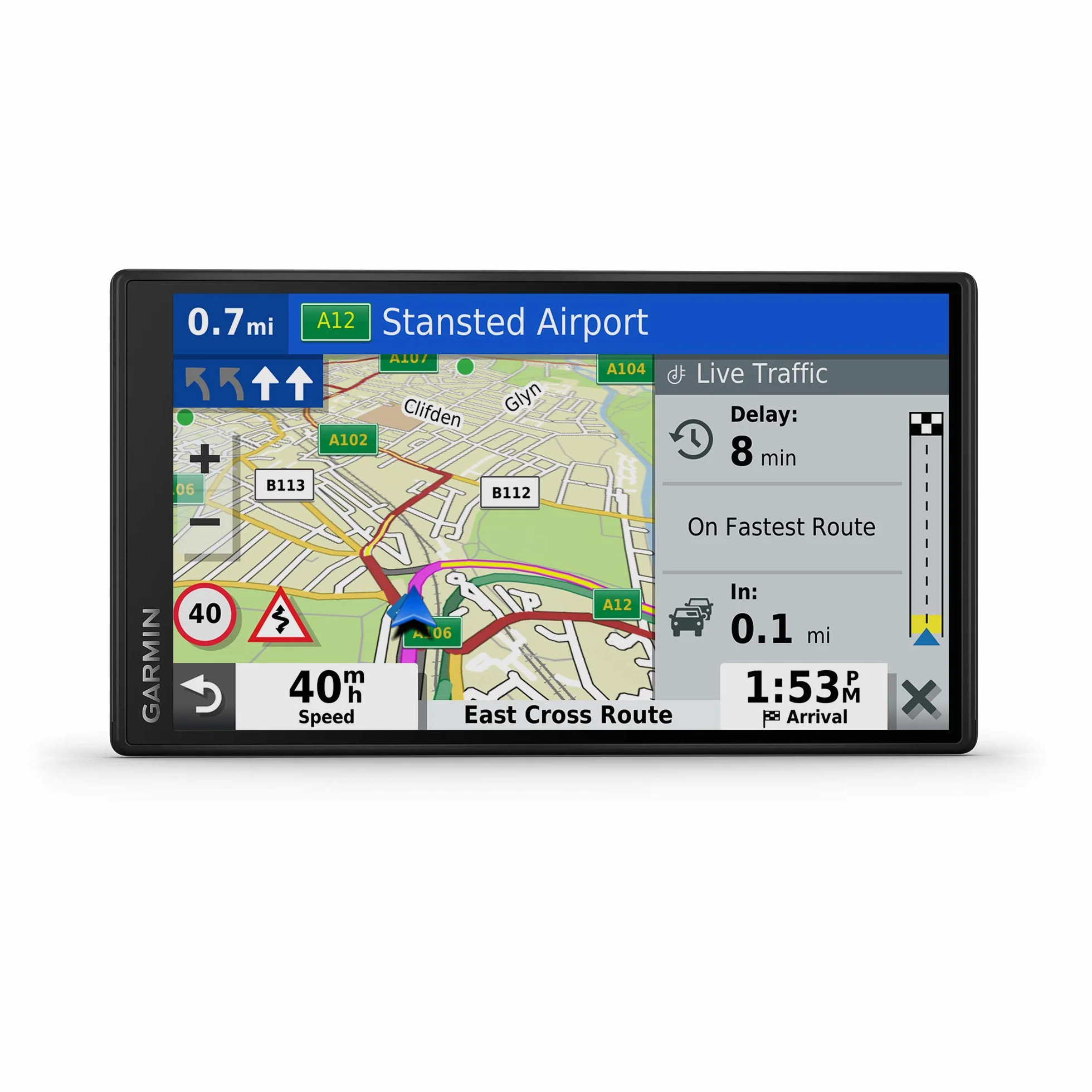 Garmin DriveSmart 55 MT-D EU Navi – bezramkowy wyświetlacz dotykowy, mapy 3D i Live-Traffic Via DAB +