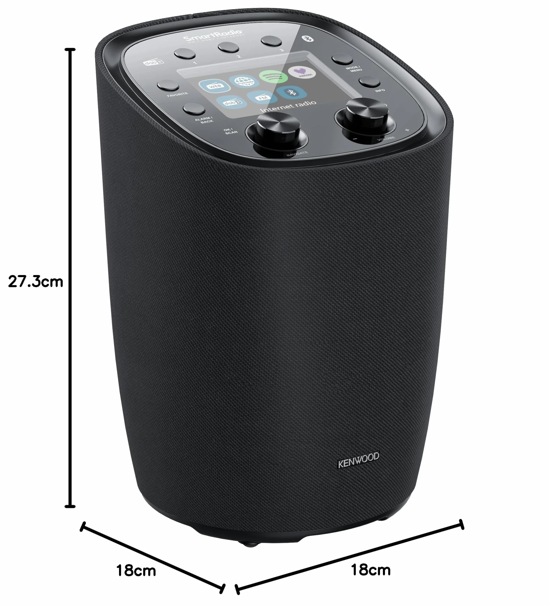 KENWOOD CR-ST500S - designerskie radio Smart z kolorowym wyświetlaczem TFT 4", WiFi radio internetowe, DAB+, UKW, Spotify (HiFi), Deezer, Bluetooth, 30 W RMS stereo, zintegrowany subwoofer, pilot