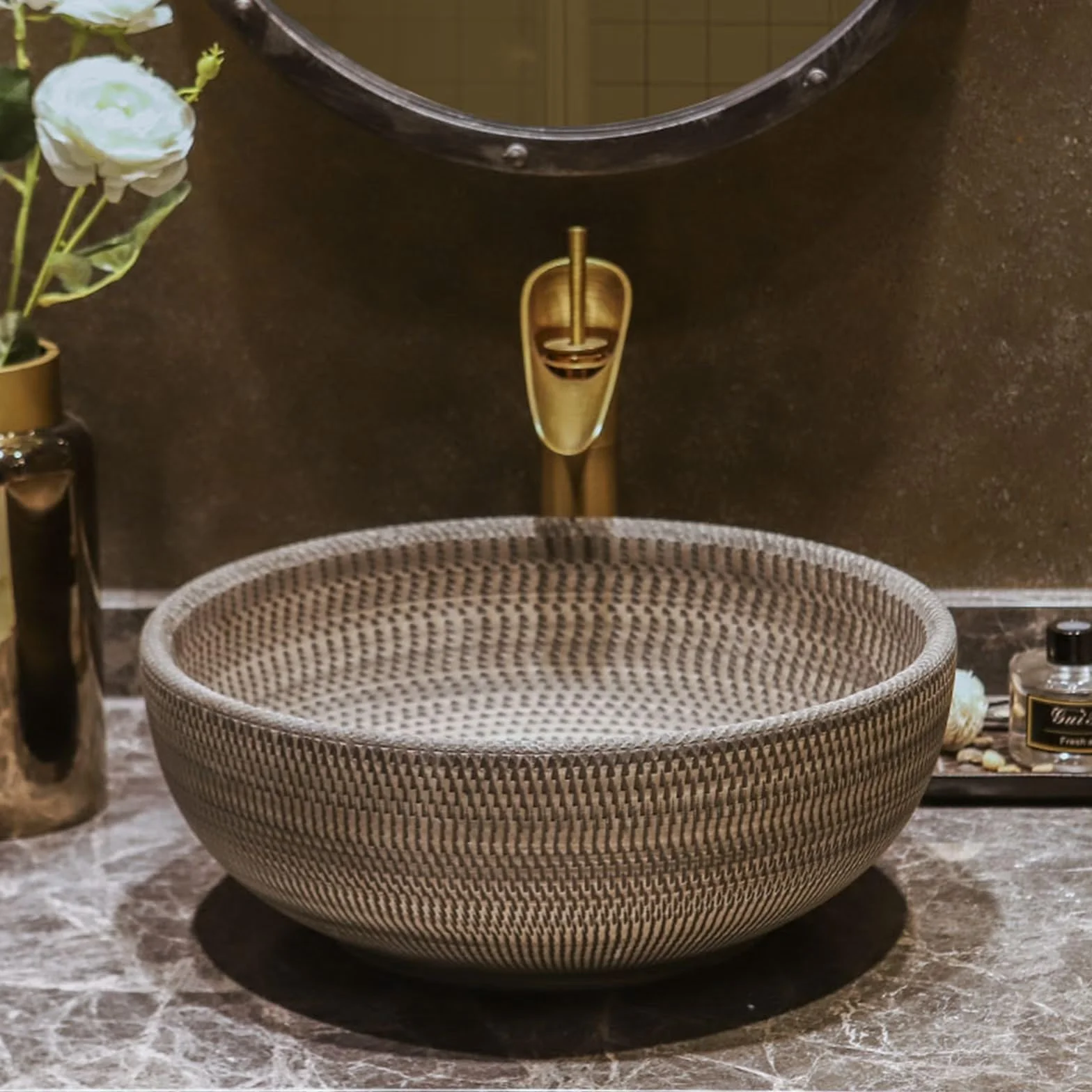 Umywalka Nablatowa, Umywalka Nablatowa, Prosta Okrągła Umywalka, Pogrubiona Ceramiczna Umywalka Nablatowa, Umywalka Łazienkowa, Umywalka Nadblatowa