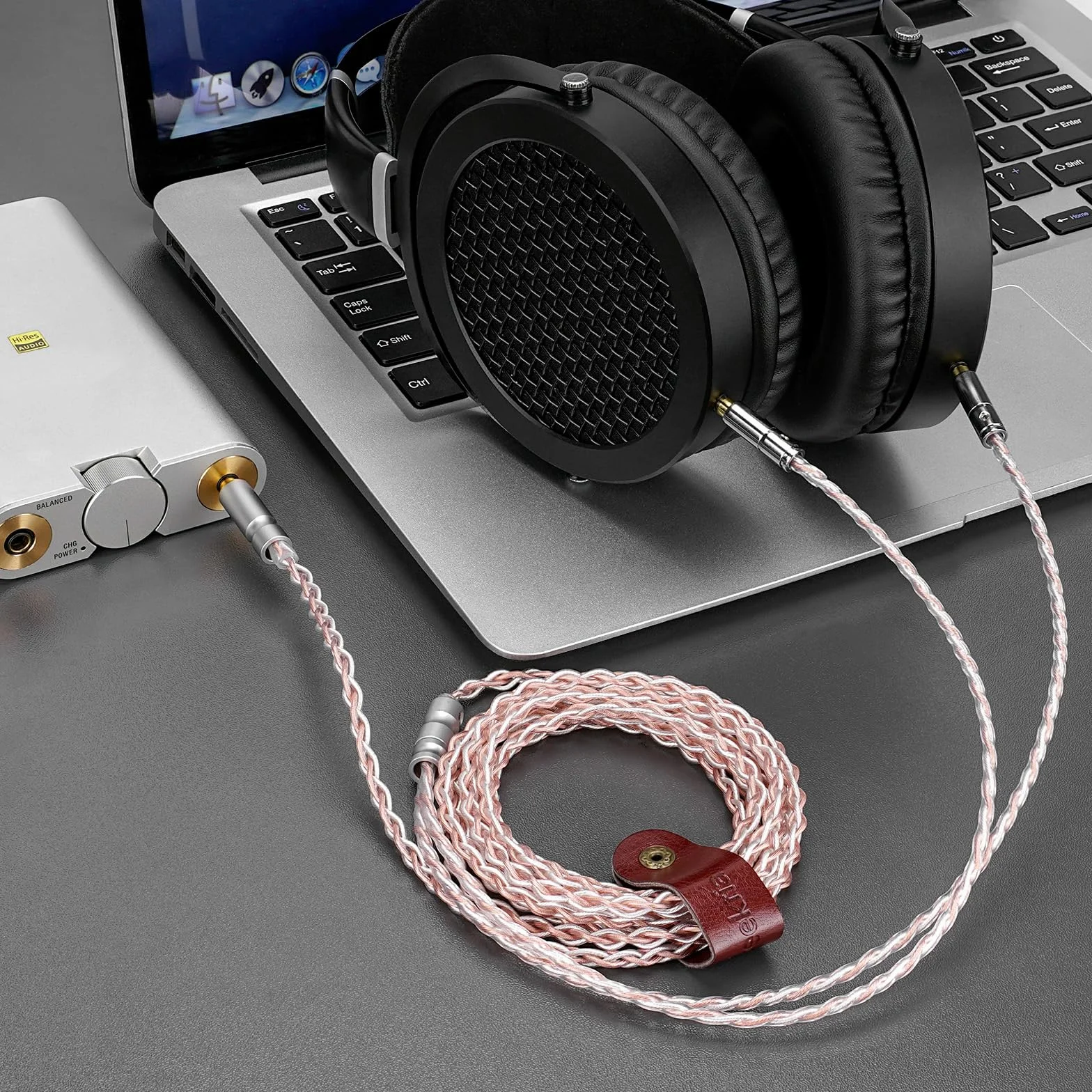 Geekria Apollo Copper Silver Braid Upgrade kabel audio kompatybilny z HIFIMAN SUSVARA ujawnił SUNDARA Ananda Arya HE4XX, 3,5 mm do podwójnego męskiego wymiennego kabla słuchawkowego 3,5 mm