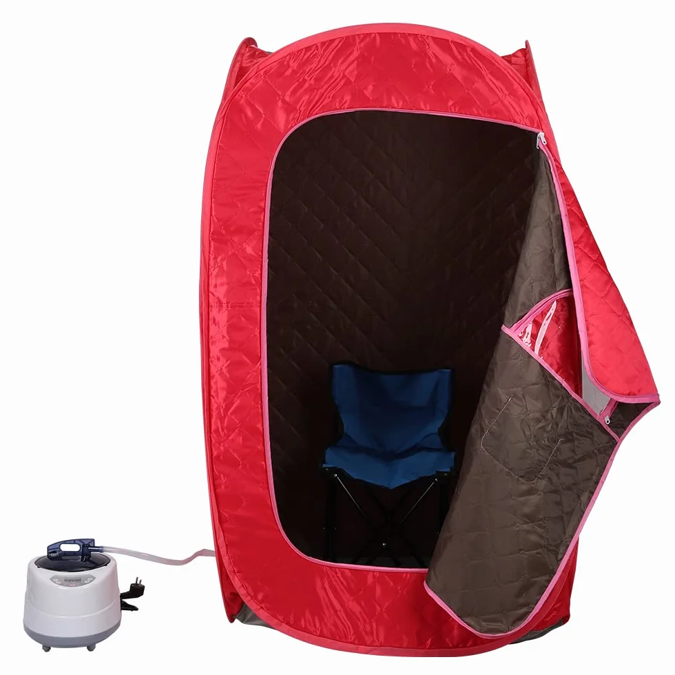 OHMG Sauna, przenośna sauna parowa, przenośna sauna domowa, składana sauna, sauna siedząca, kabina sauna, domowa sauna z pilotem i składanymi krzesłami, 1000 W, dla 1-2 osób