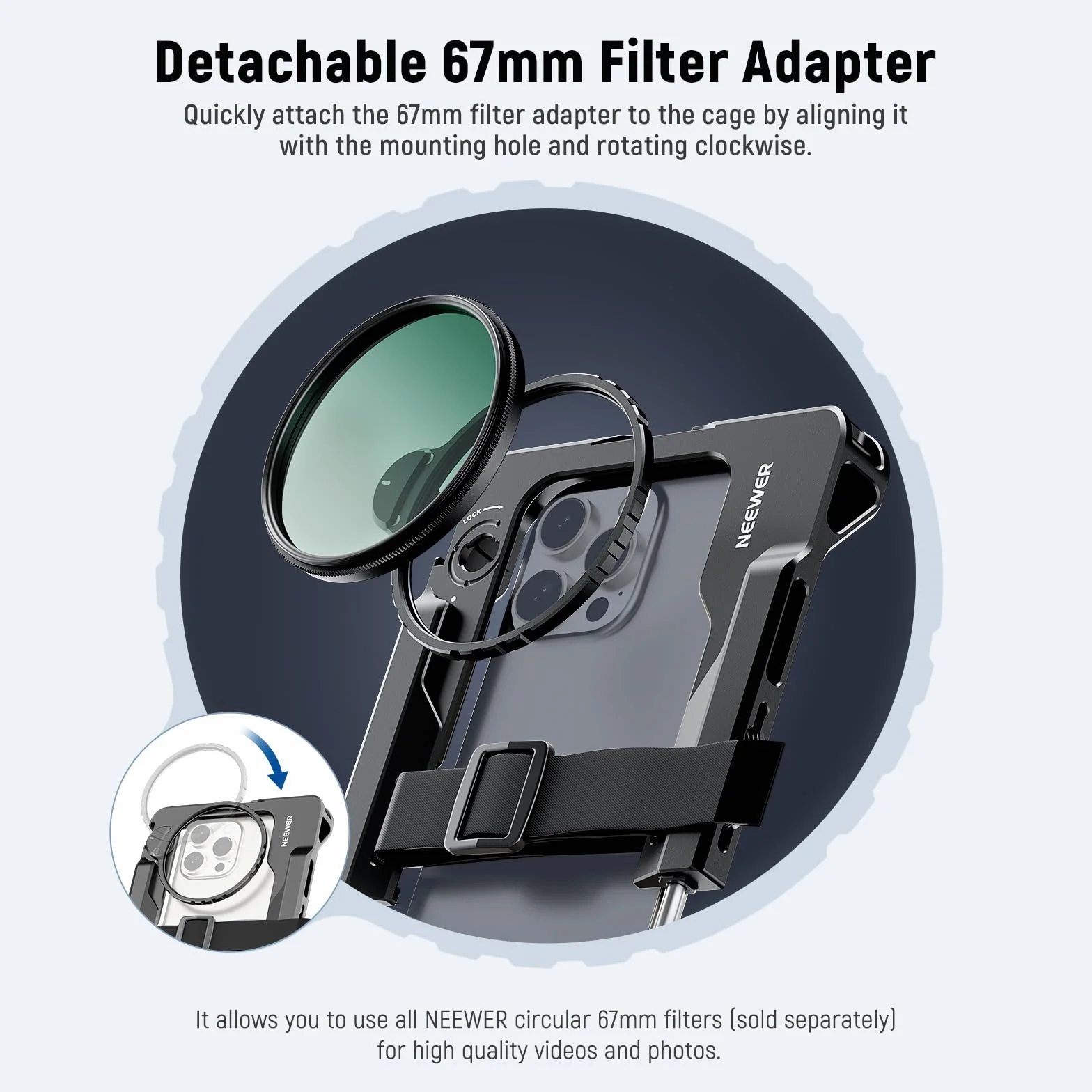 NEEWER Uniwersalna platforma wideo do smartfona z uchwytami 67 mm kompatybilna DJI iPhone Samsung Galaxy Android
