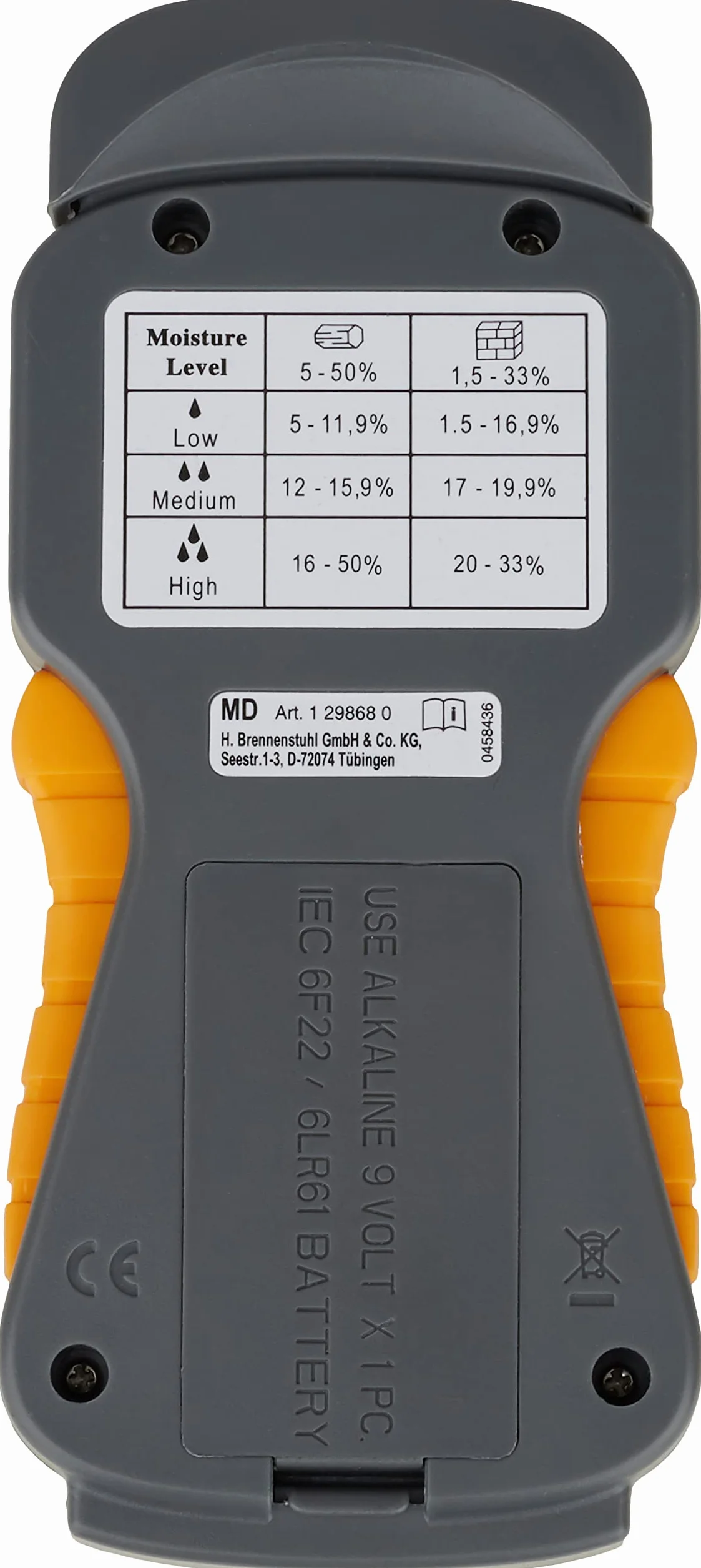 Brennenstuhl detector wilgotności MD (miernik wilgotności/wilgotności drewna lub materiałów budowlanych, z wyświetlaczem LCD)