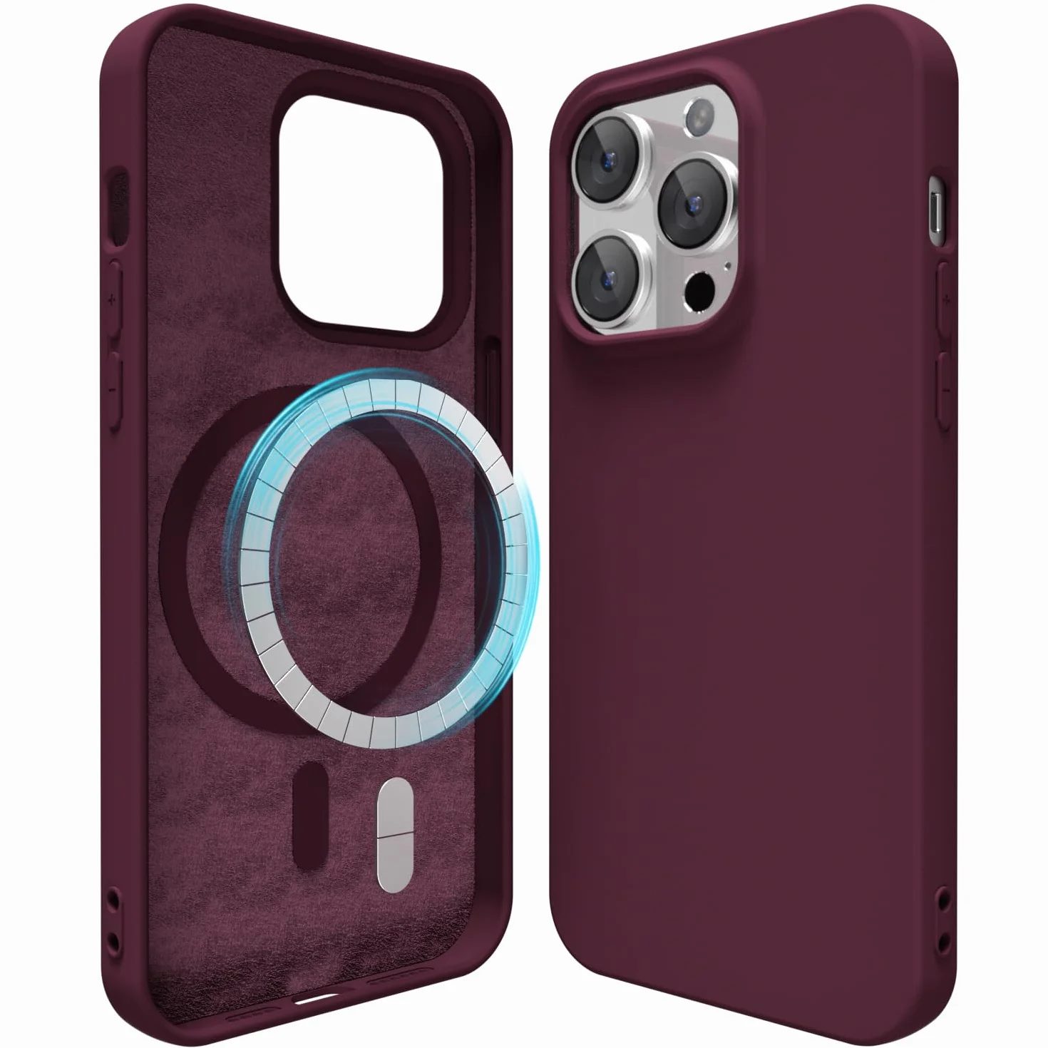 Etui silikonowe iPhone 14 Pro Magsafe magnes bordowo-winne
