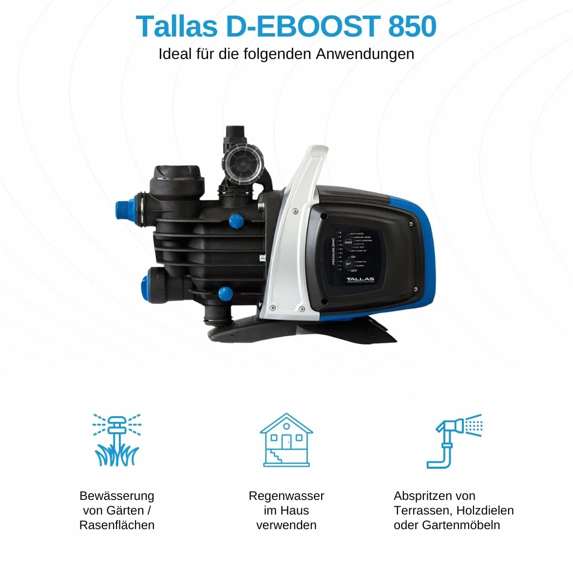 Automatyczna pompa zraszająca D-EBOOST 850/45 850W 3,2m3/h 8m ssania niebieski