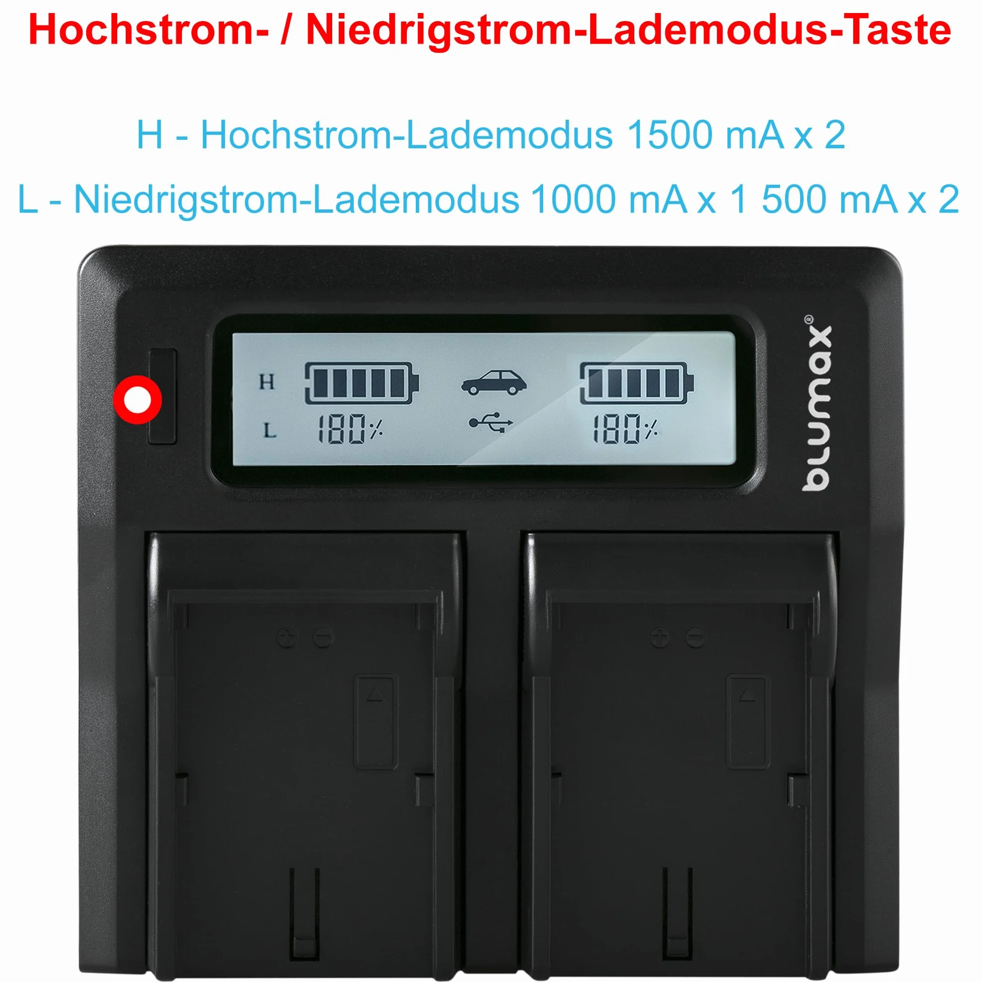 blumax Podwójna ładowarka LCD Canon LP-E6NH LP-E6N LP-E6 do akumulatorów