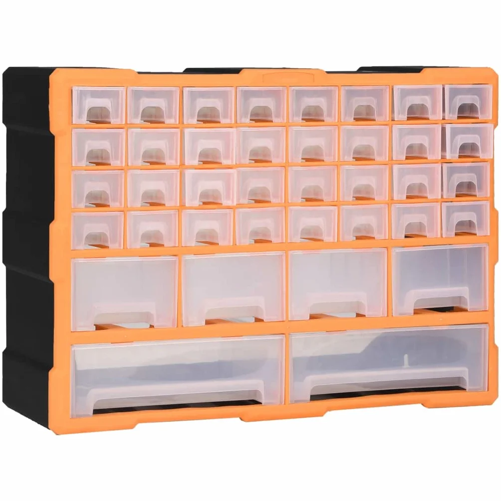 Wielofunkcyjny organizer do szuflad z 38 szufladami, skrzynka narzędziowa z polipropylenu (PP), 52 x 16 x 37,5 cm, kieszeń na małe części do warsztatu, garażu, do przechowywania narzędzi