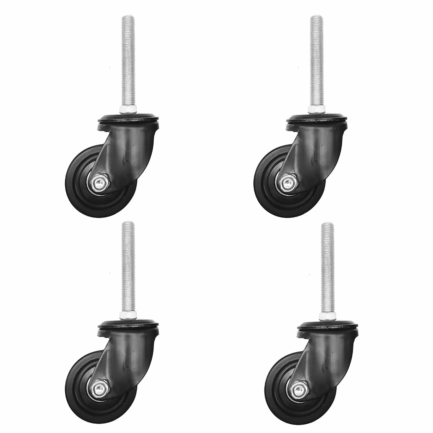 Koła do dużych obciążeń z gwintem M20, zestaw 4 sztuk, kółka obrotowe z hamulcem, nośność 1000 kg, do ciężkich mebli (Swivel, M20 x 60)