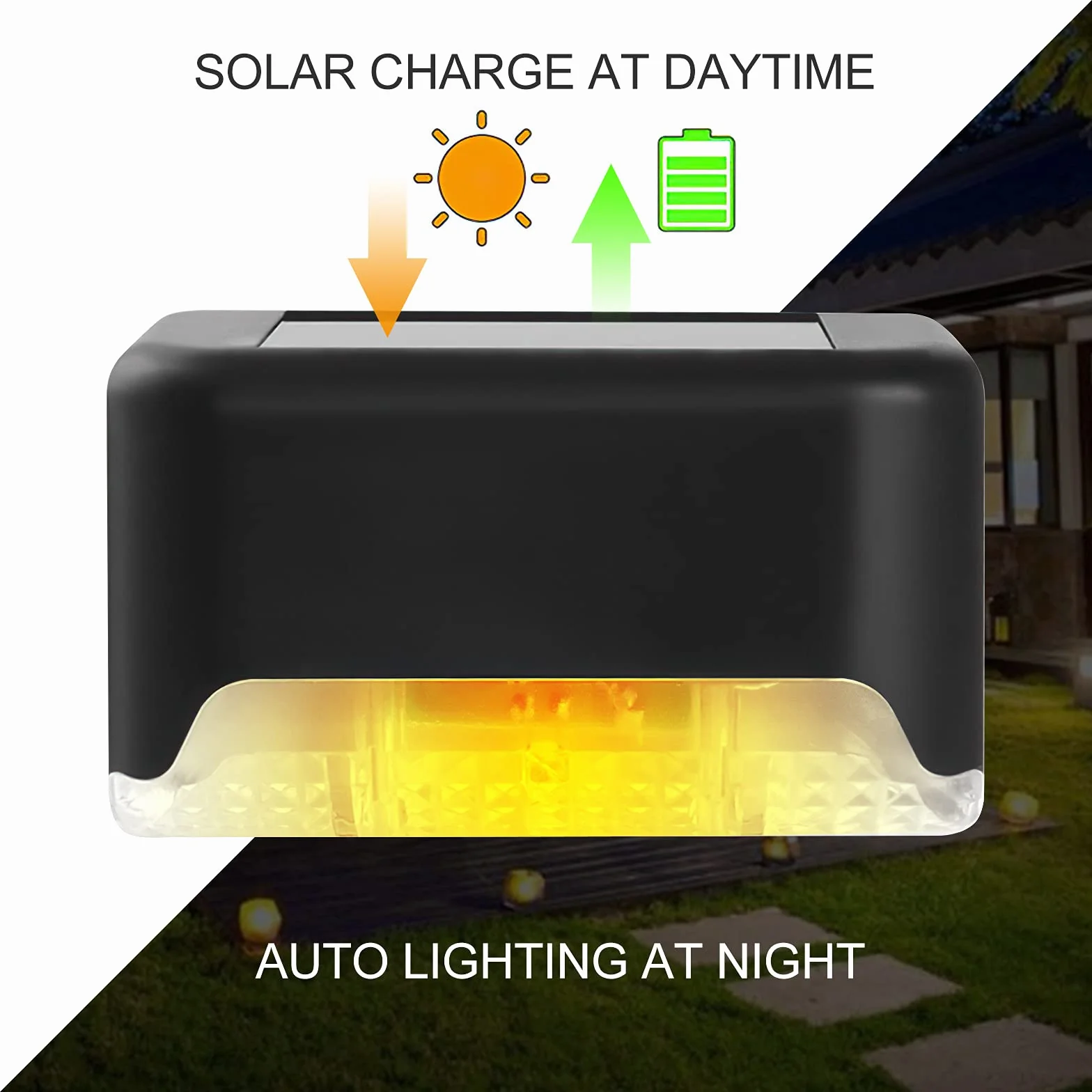 Solarne lampy ogrodzeniowe są wodoodporne na zewnątrz, 4 sztuki chłodnych białych lamp słonecznych, odpowiednie do tarasów, dekoracji basenów, zewnętrznych schodów, schodów, dziedzińców i tarasów
