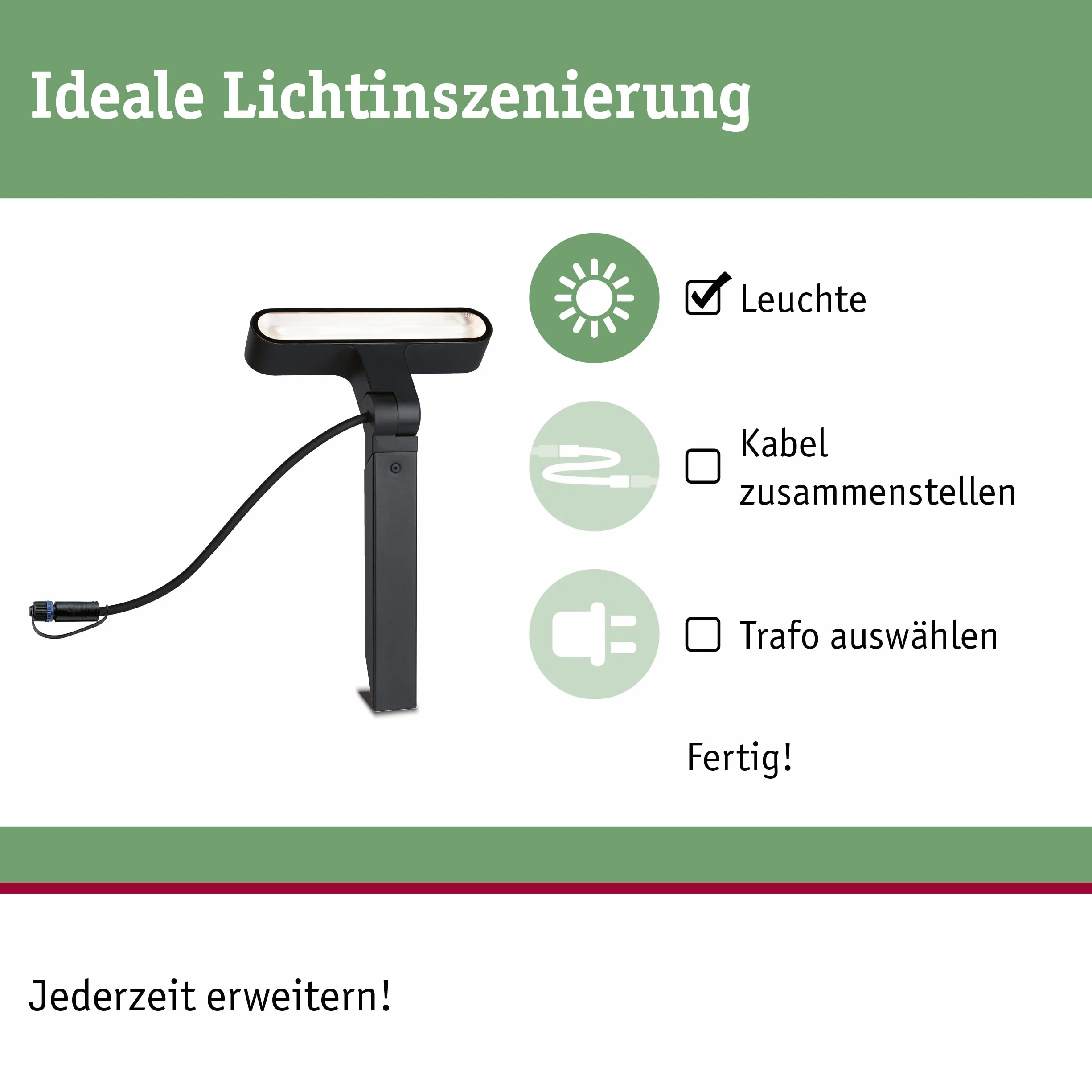 Paulmann 94544 Plug & Shine LED oprawa zewnętrzna Plug & Shine Spot Ito IP65 w zest. 1x6 Watt ściemn. opr. zewn. antracyt, metal, tw. szt. 3000 K