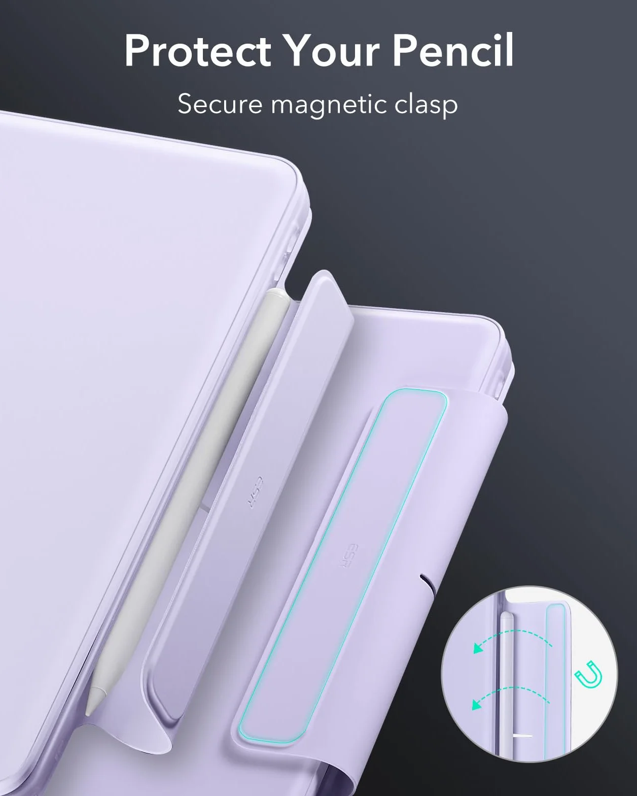 ESR Rebound 360 etui na klawiaturę iPad Pro 13 cali M5 M4 2025 2024 magnetyczne regulowane fioletowe