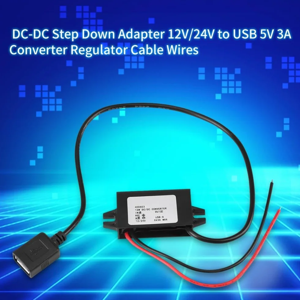 12 V / 24 V Na USB 5 V 3 A Zasilacz Sieciowy, Regulator Downkonwerterowy DC-Przetwornik Napięcia Reduktor, Adapter Monitorujący Konwerter