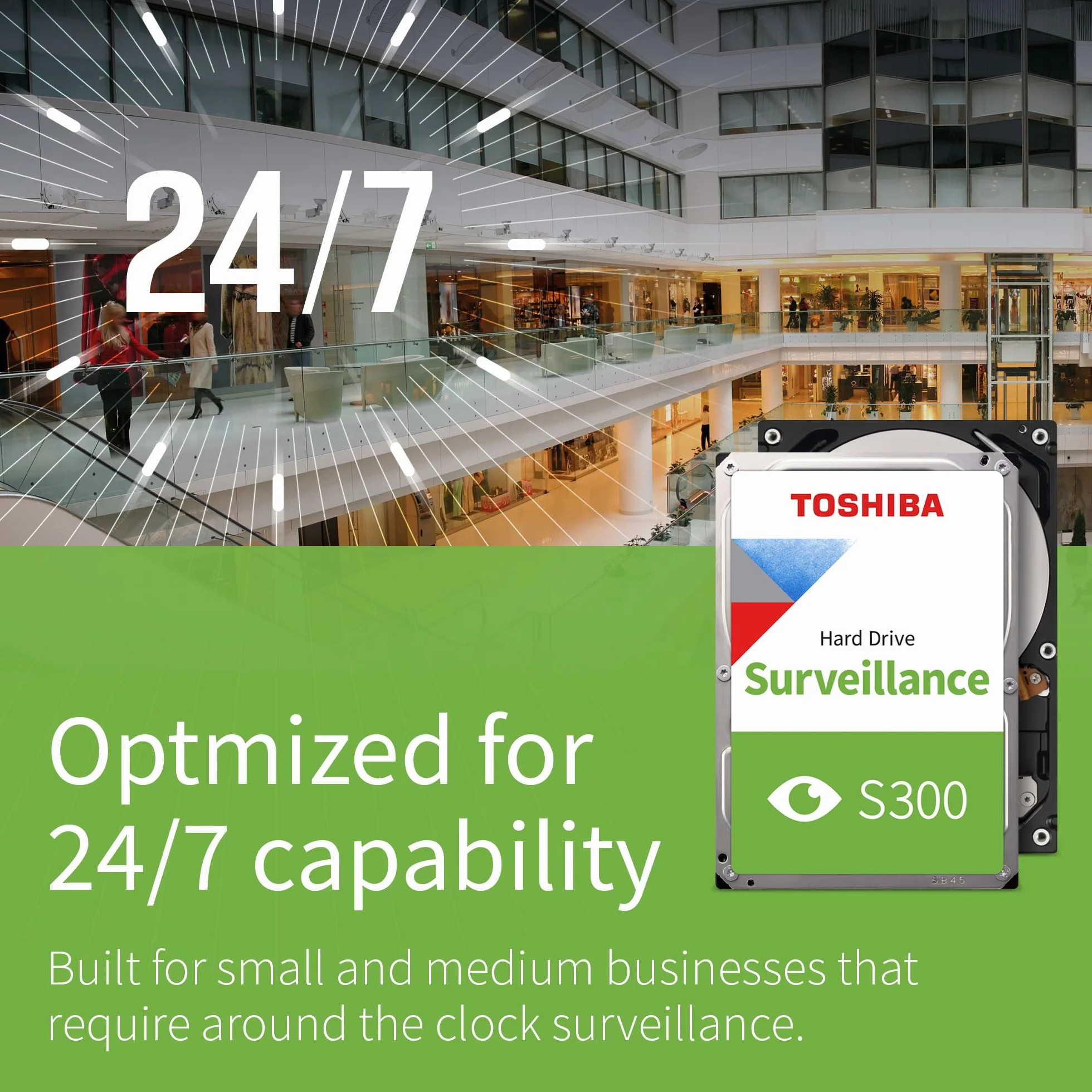 Toshiba 4TB S300 Surveillance HDD - 3.5' SATA Internal Hard Drive Supports up to 64 HD cameras at a 180TB/Year workload (HDWT720UZSVA)