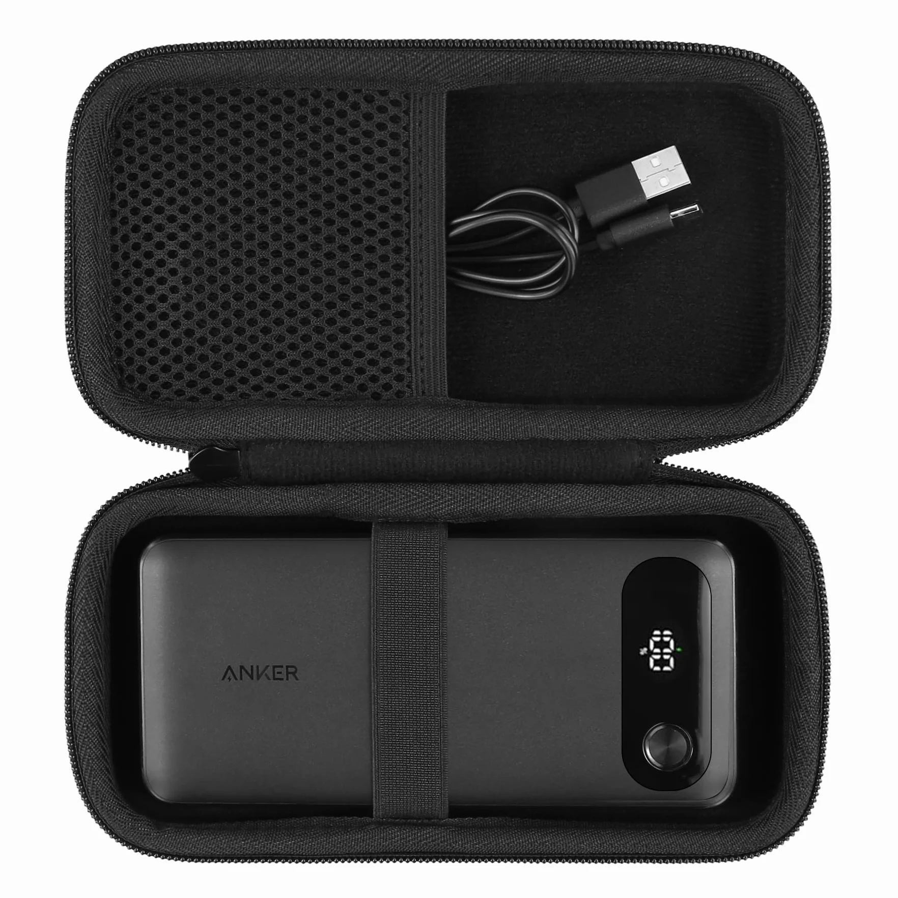 Khanka (tylko etui) twarda torba do przenoszenia Anker Power Bank 20 000 mAh przenośna ładowarka z wbudowanym kablem USB-C, podróżna torba do przechowywania na maks. 87 W akumulator do szybkiego