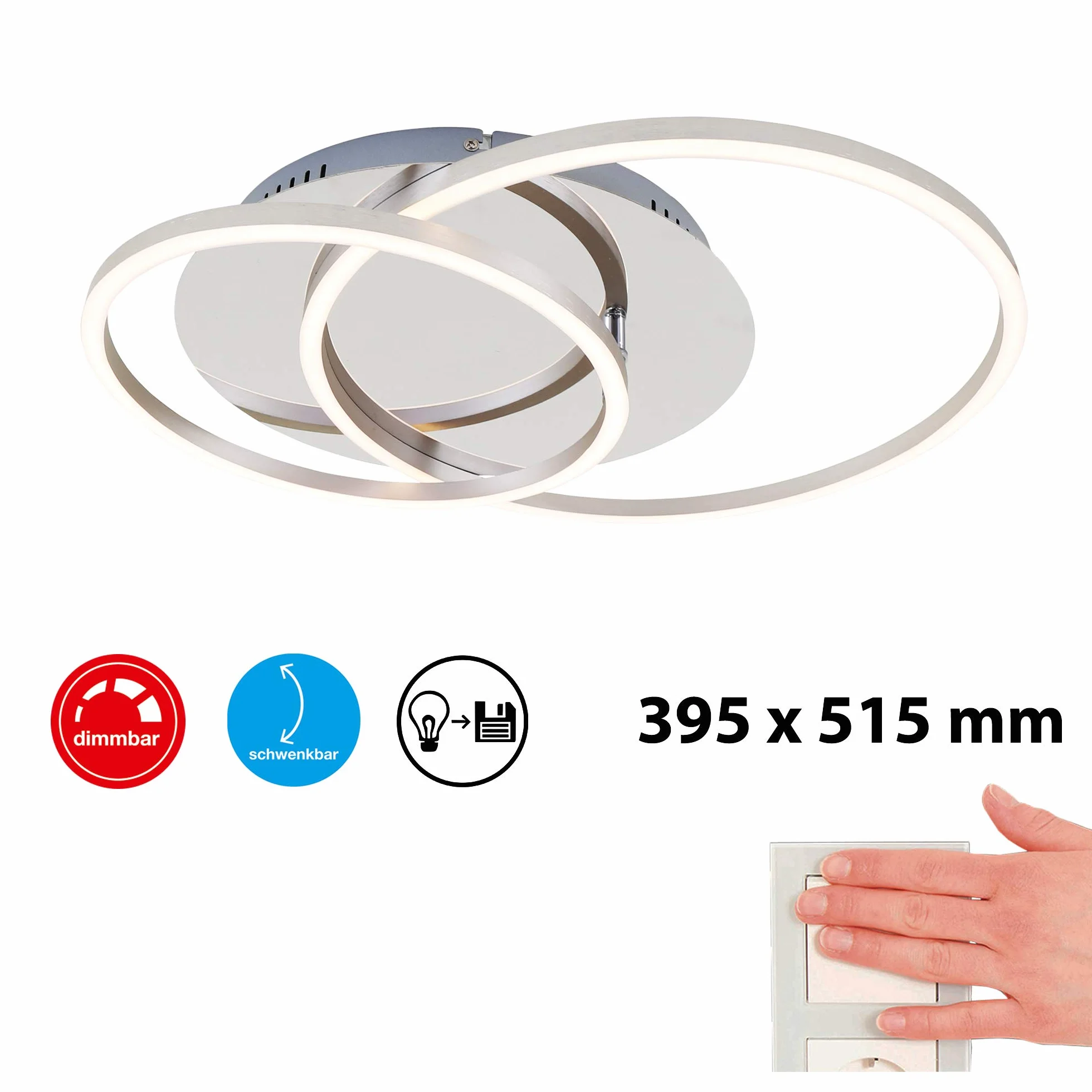 Briloner Leuchten Lampa Sufitowa LED, Srebrny, 40 W