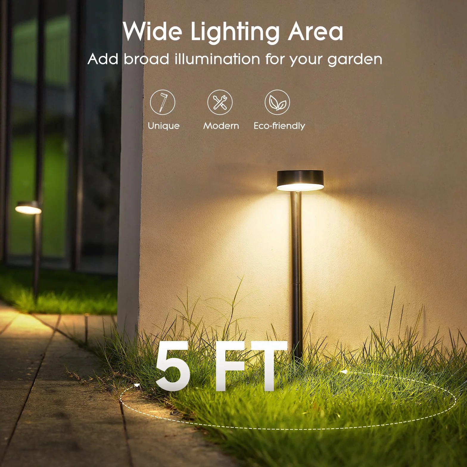 BUCASA Lampy solarne do ogrodu, 8 x 12 diod LED, jasne lampy solarne do użytku na zewnątrz, z dłuższym czasem pracy, wodoszczelność IP65, solarne lampy ogrodowe, dekoracja na trawnik, taras
