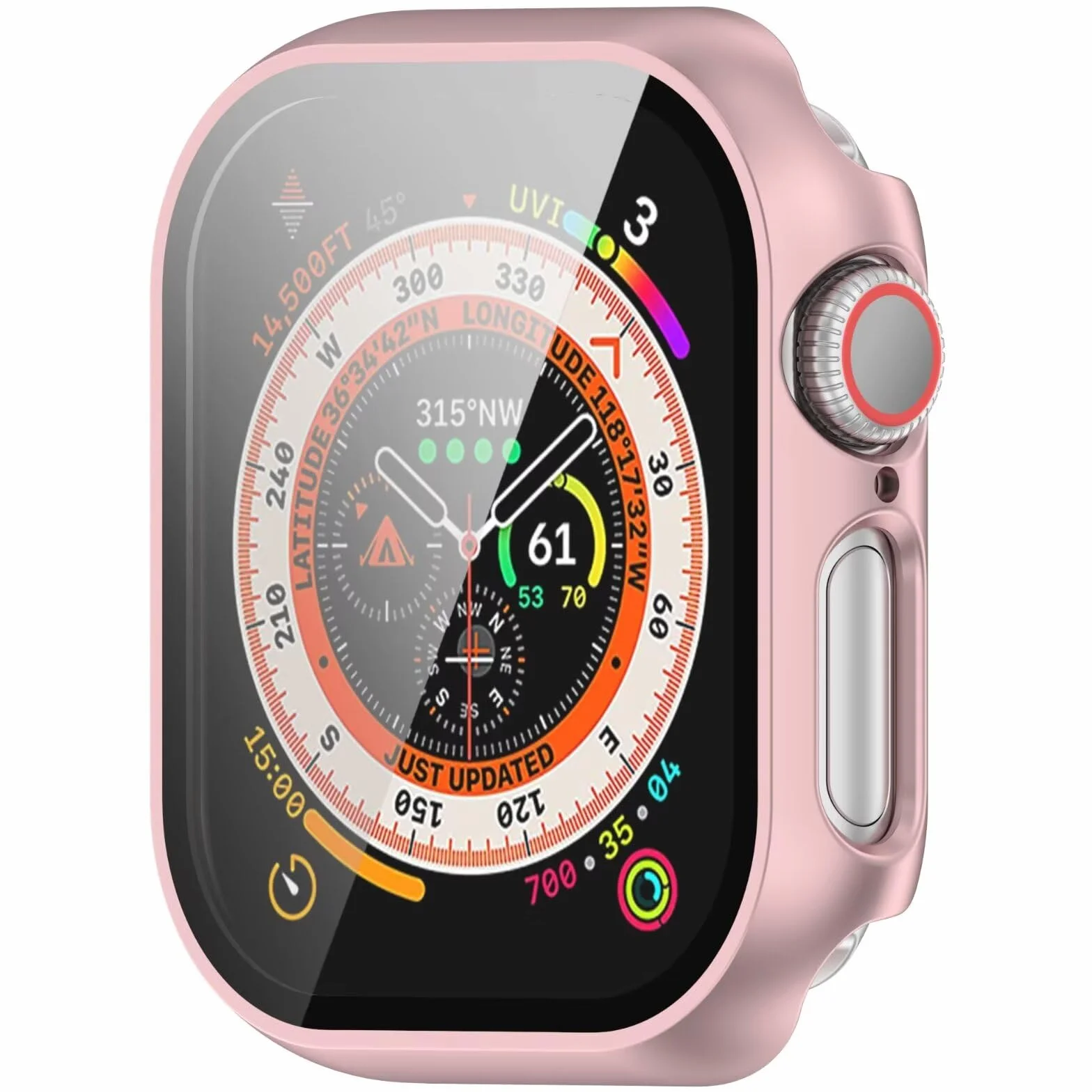 Etui kompatybilne z Apple Watch Series 10 42 mm, PC + folia hartowana, odporne na zarysowania, różowe złoto