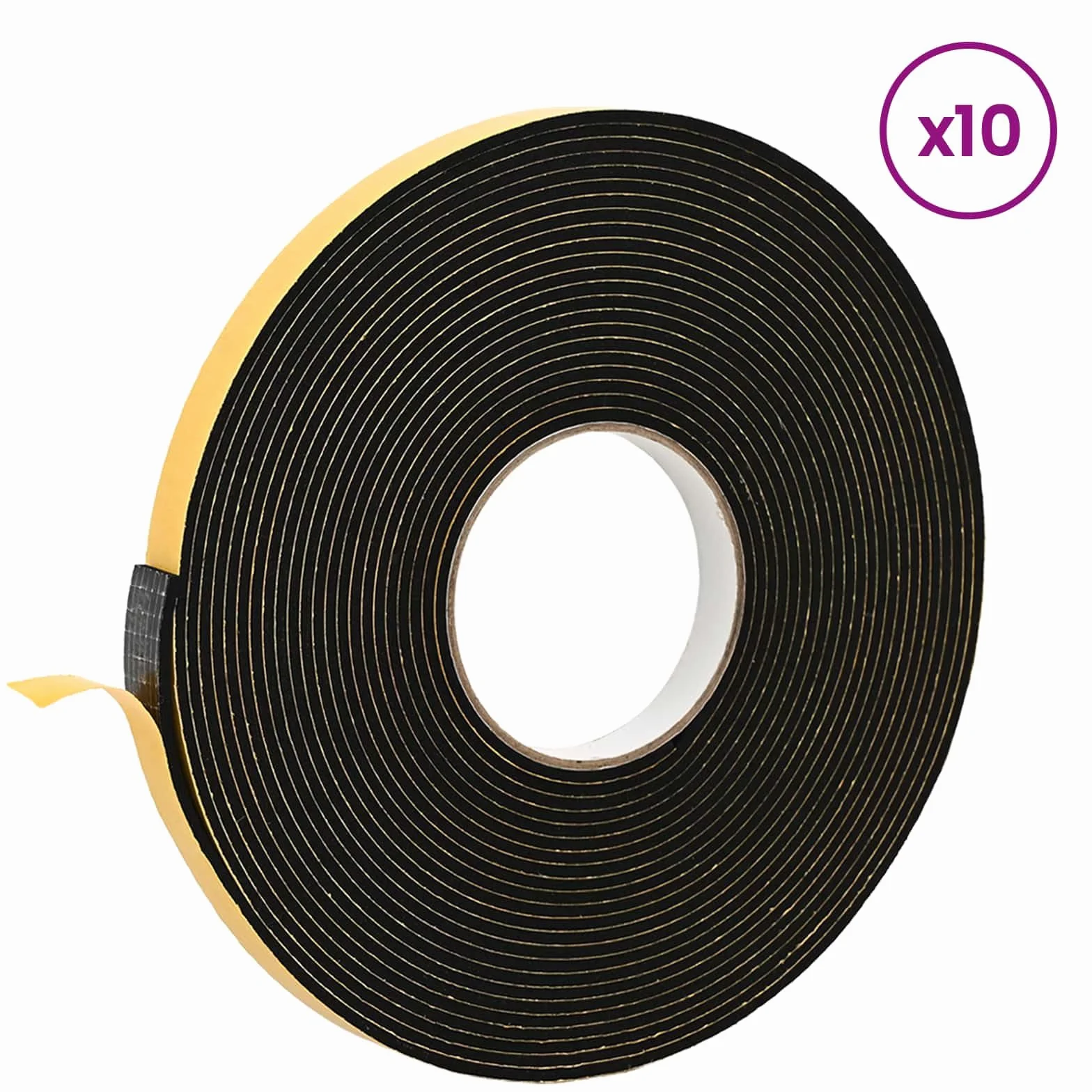 Samoprzylepna taśma uszczelniająca z pianki CR 10 sztuk czarna 20 mm x 10 m | Okrągły kształt, pyłoszczelny, hermetyczny, wodoszczelny, do drzwi, okien, gniazd, łatwy montaż
